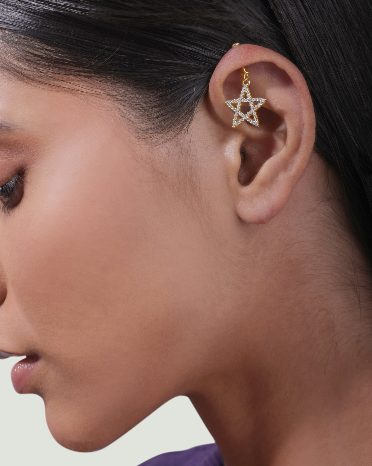 Criss Cross Zircon Star Screw Helix Hanging Earrings