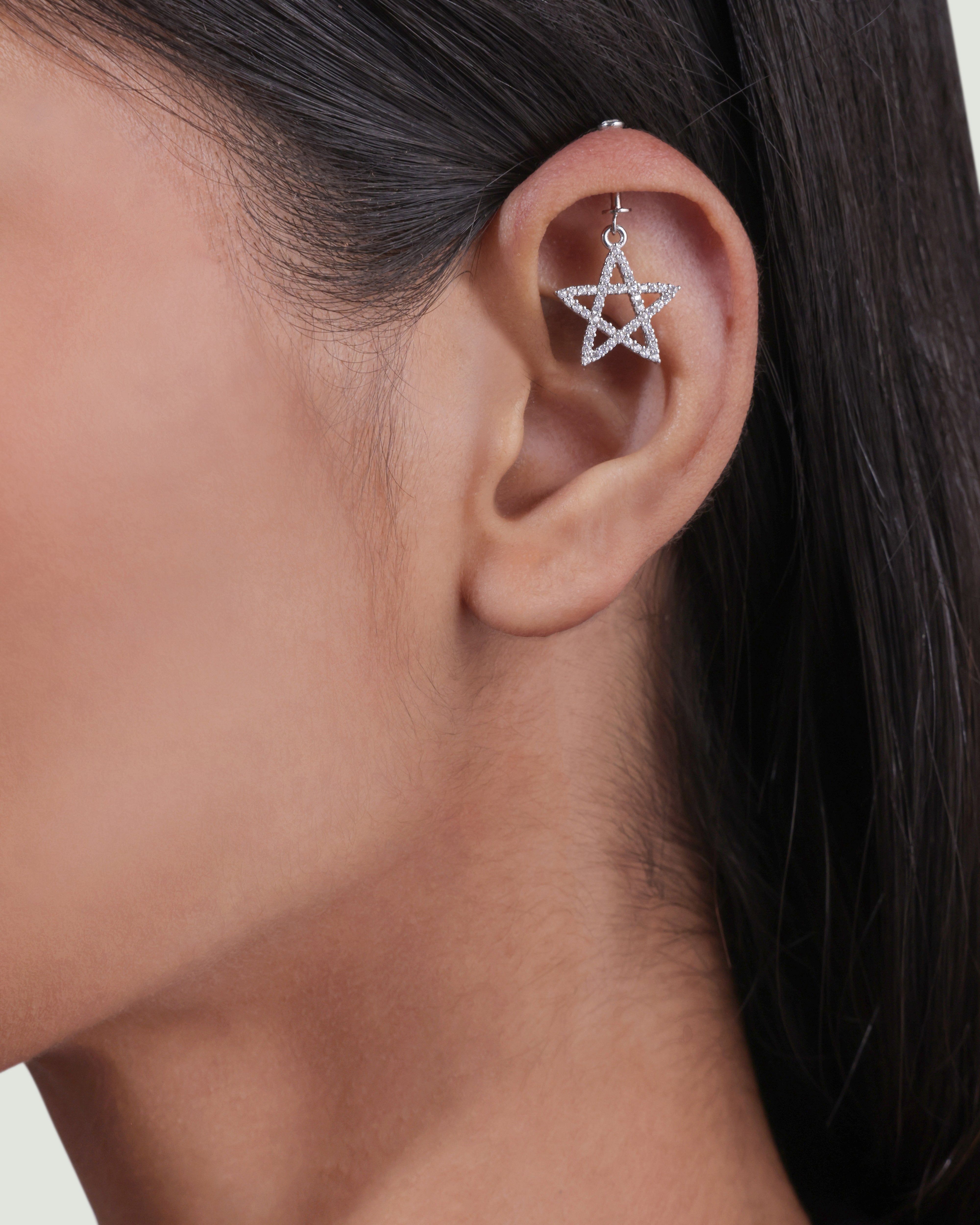 Criss Cross Zircon Star Screw Helix Hanging Earrings