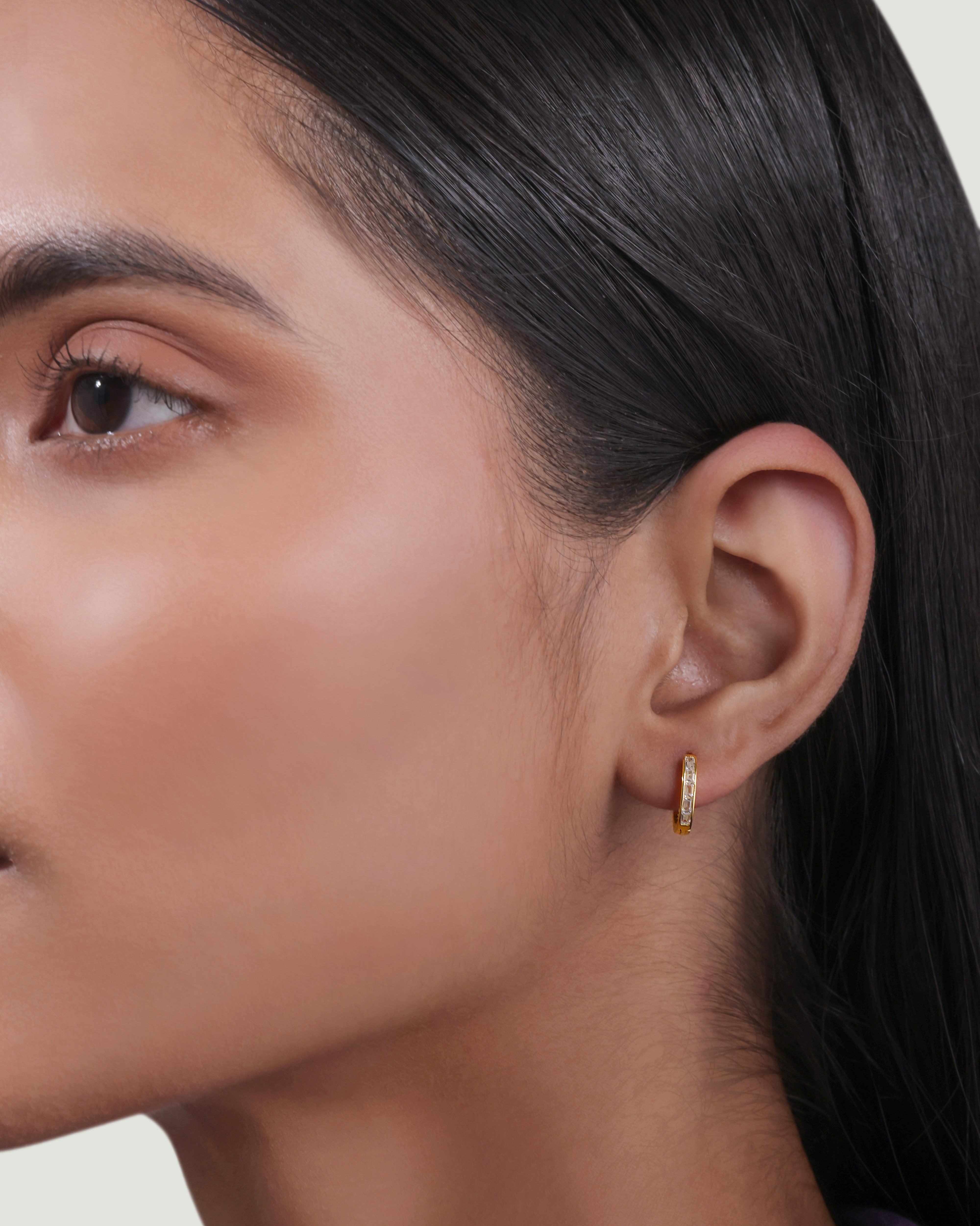 Statement Baguette Round Hoop Earrings