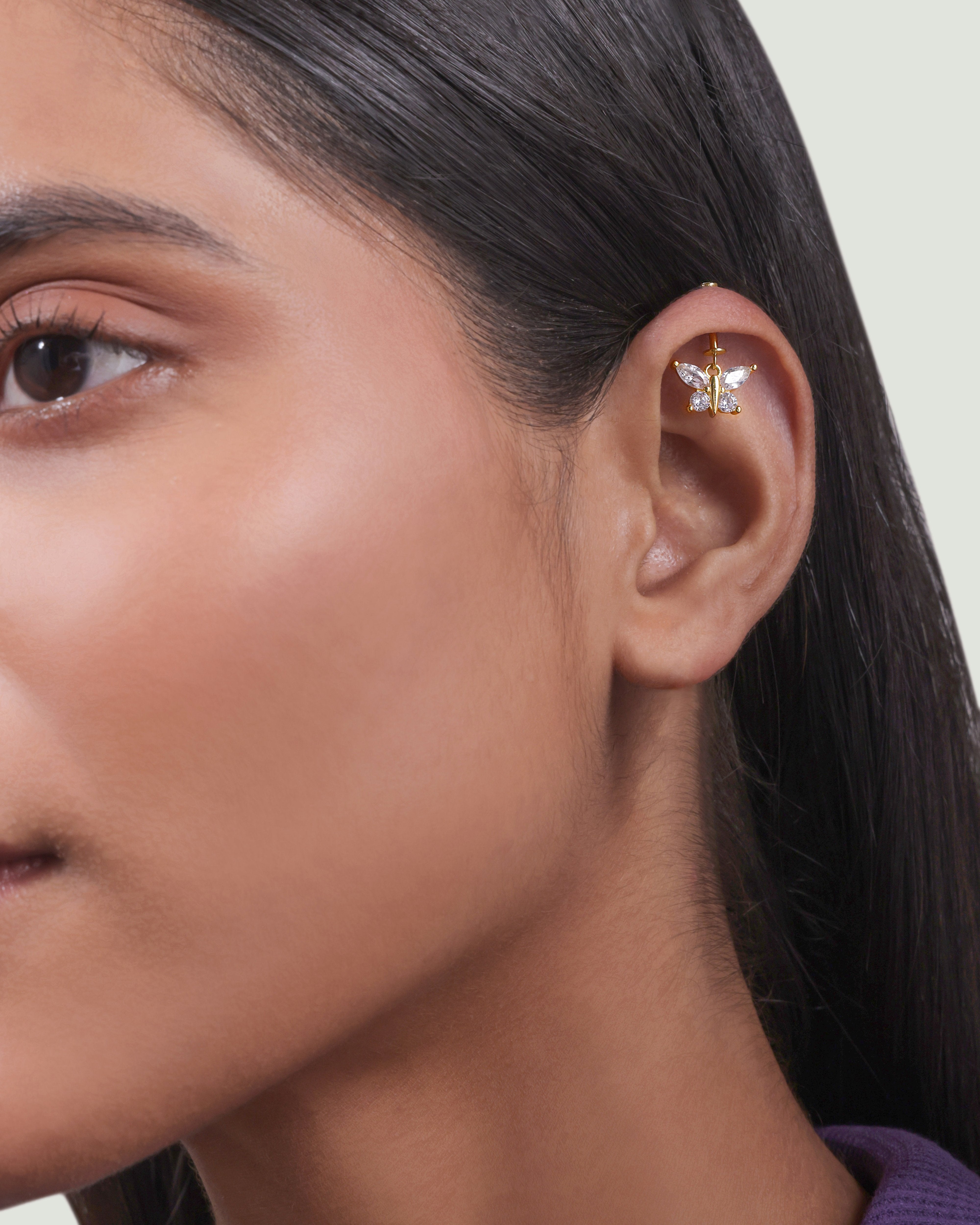 Four Marquise Butterfly Helix Hanging Earrings