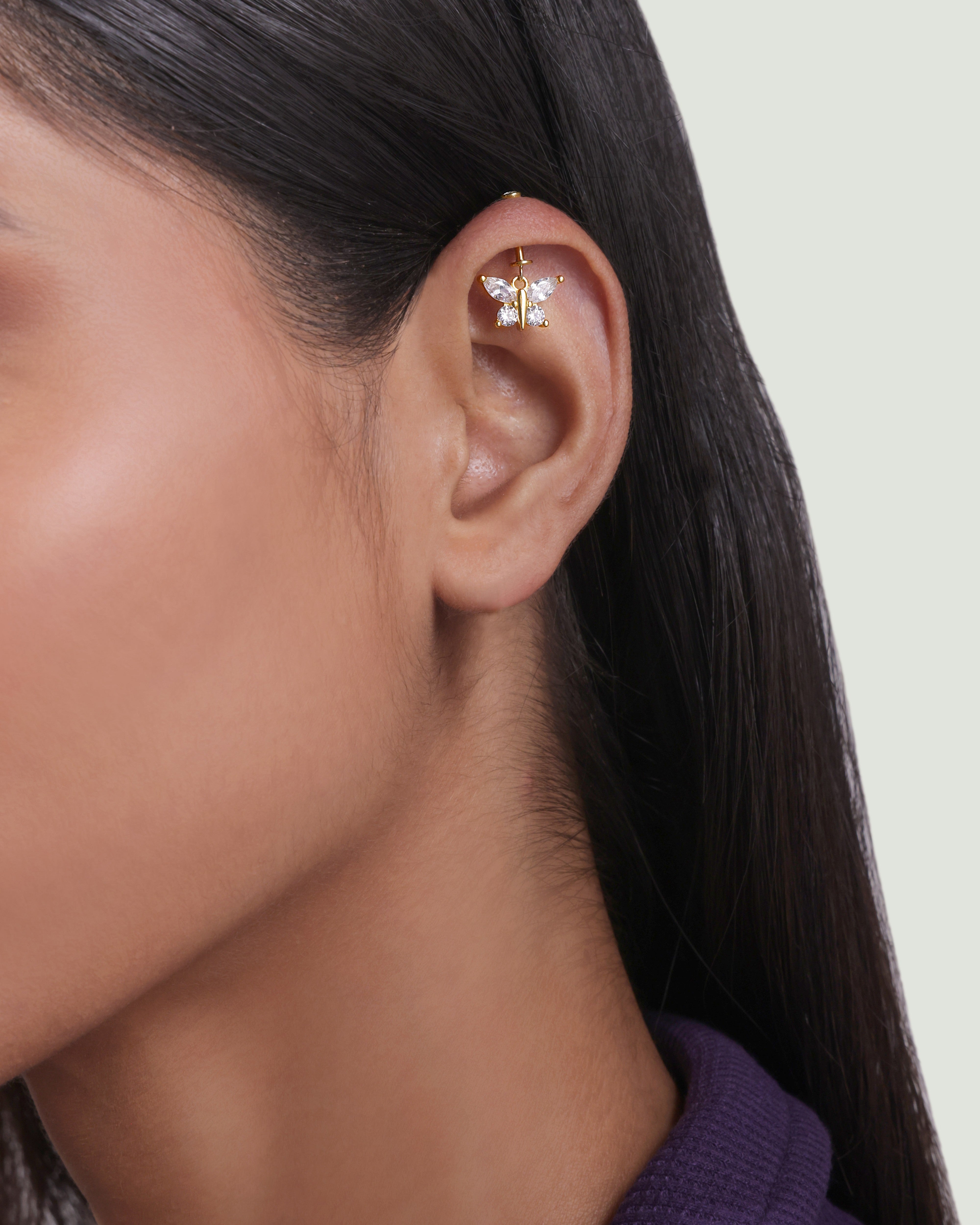 Four Marquise Butterfly Helix Hanging Earrings