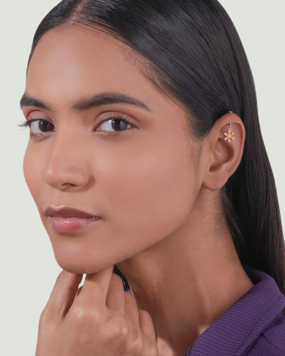 'Ice On Ear' Snowflake Screw Helix Hanging Earrings