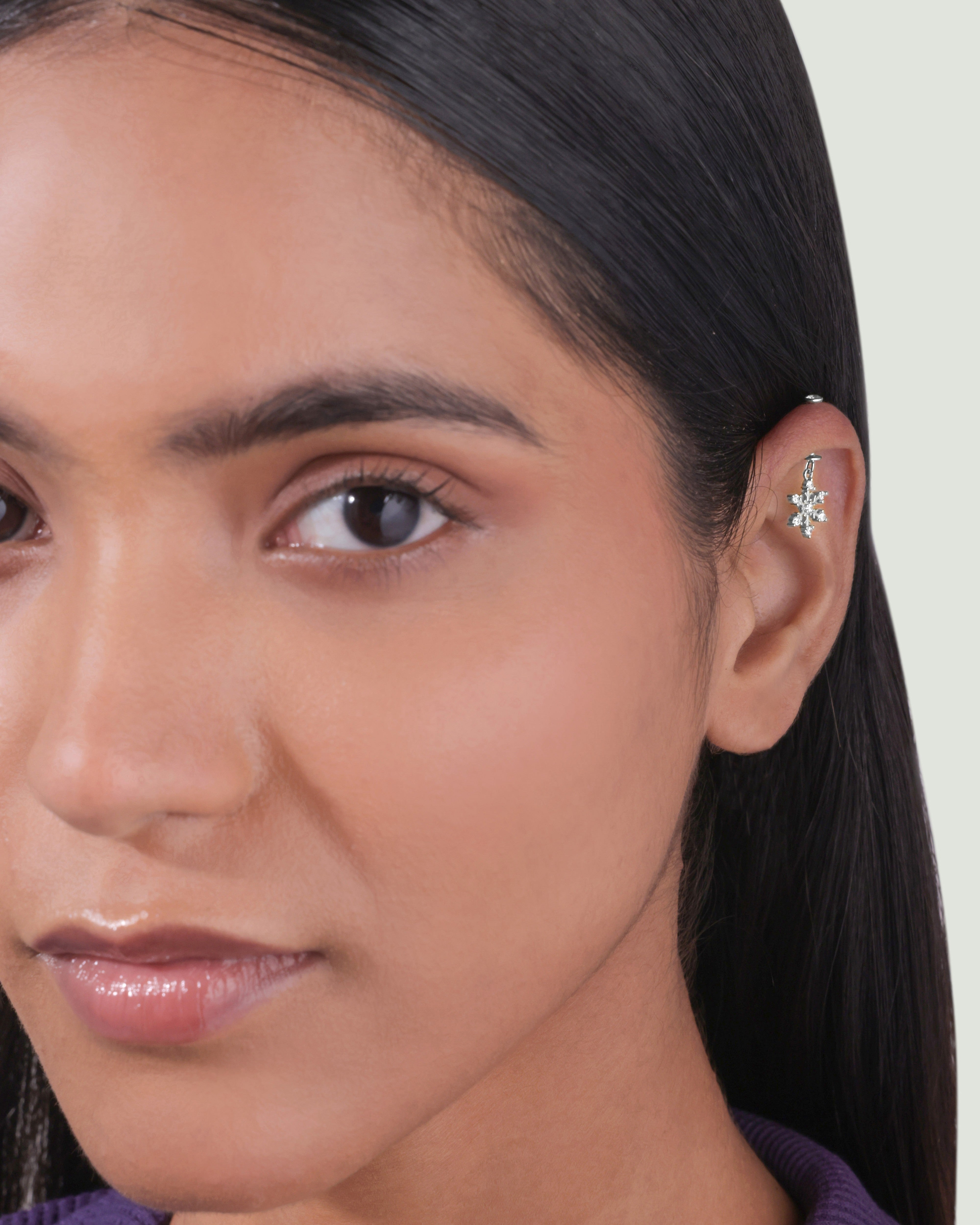 'Ice On Ear' Snowflake Screw Helix Hanging Earrings