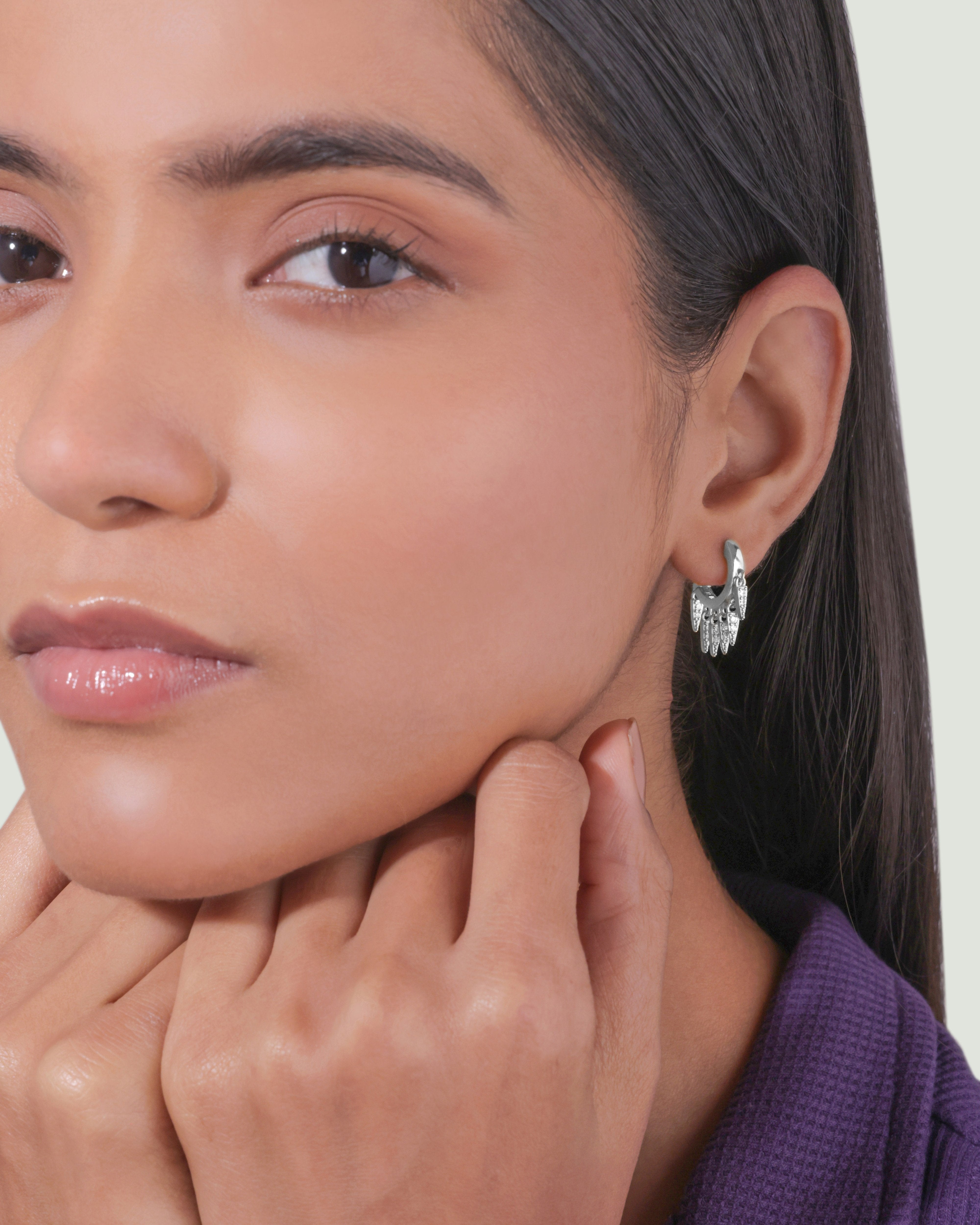 Multi Bar Charm Hoop Earrings