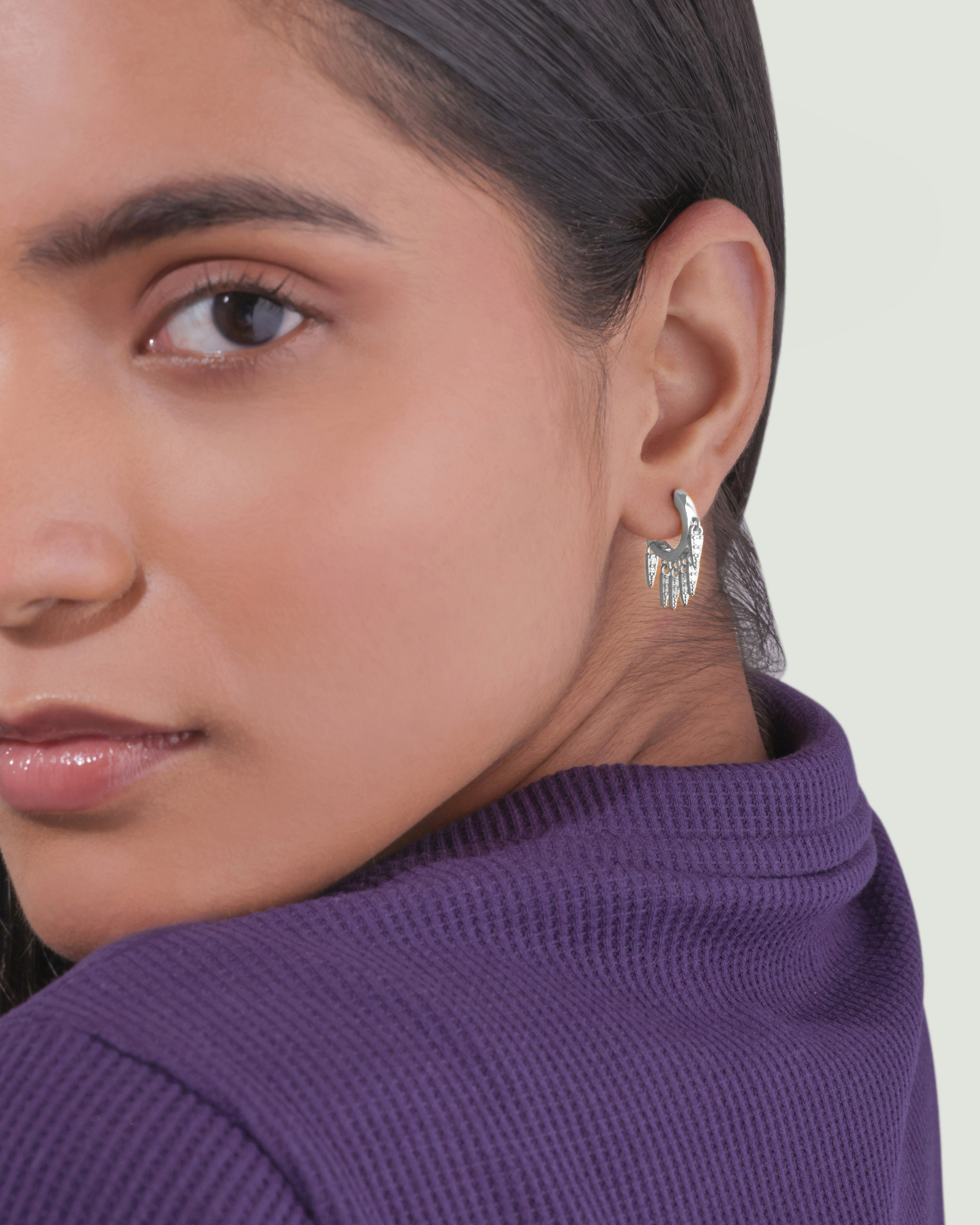 Multi Bar Charm Hoop Earrings