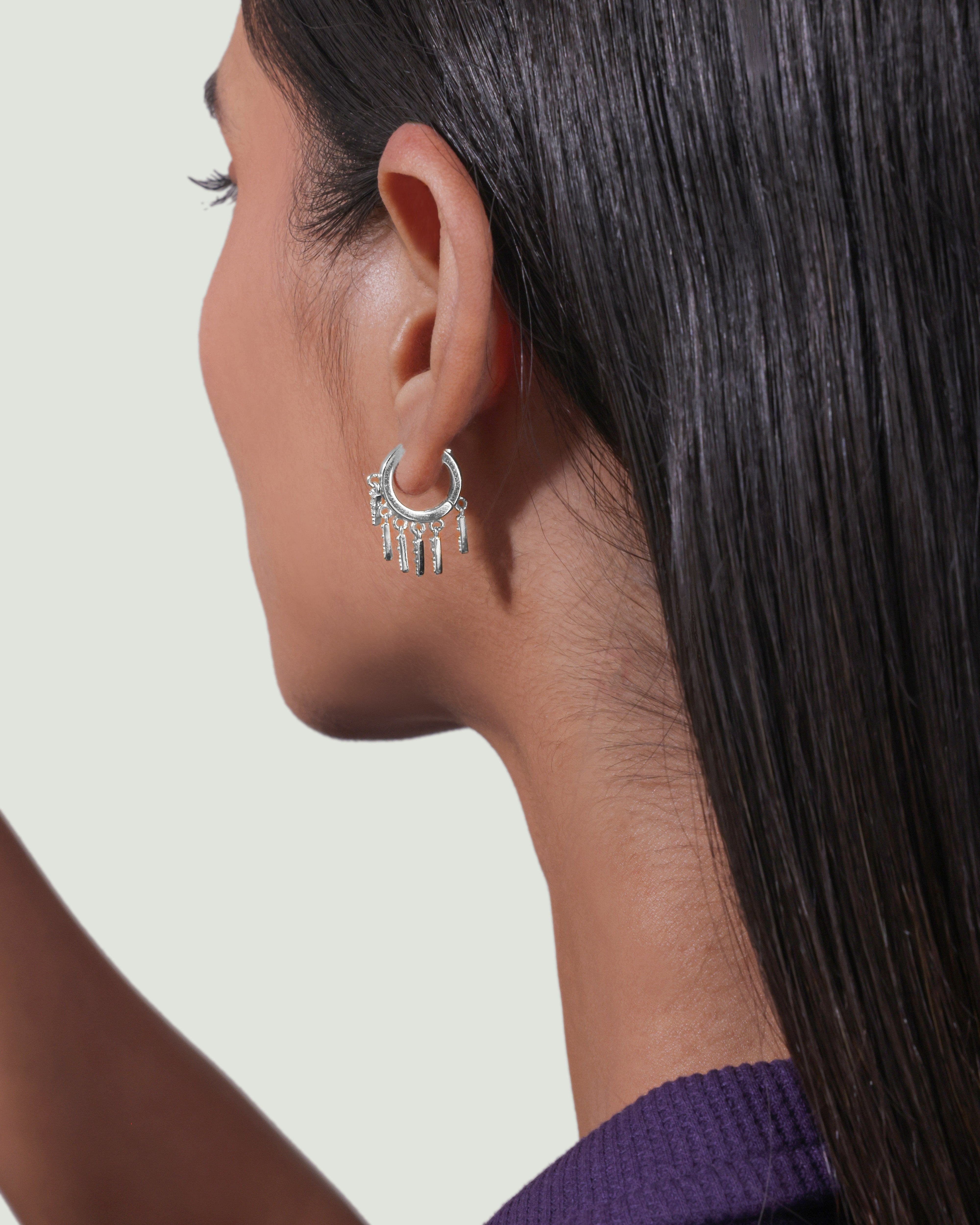 サクサク様BAR jewerly contour earrings silver Sterling Silver