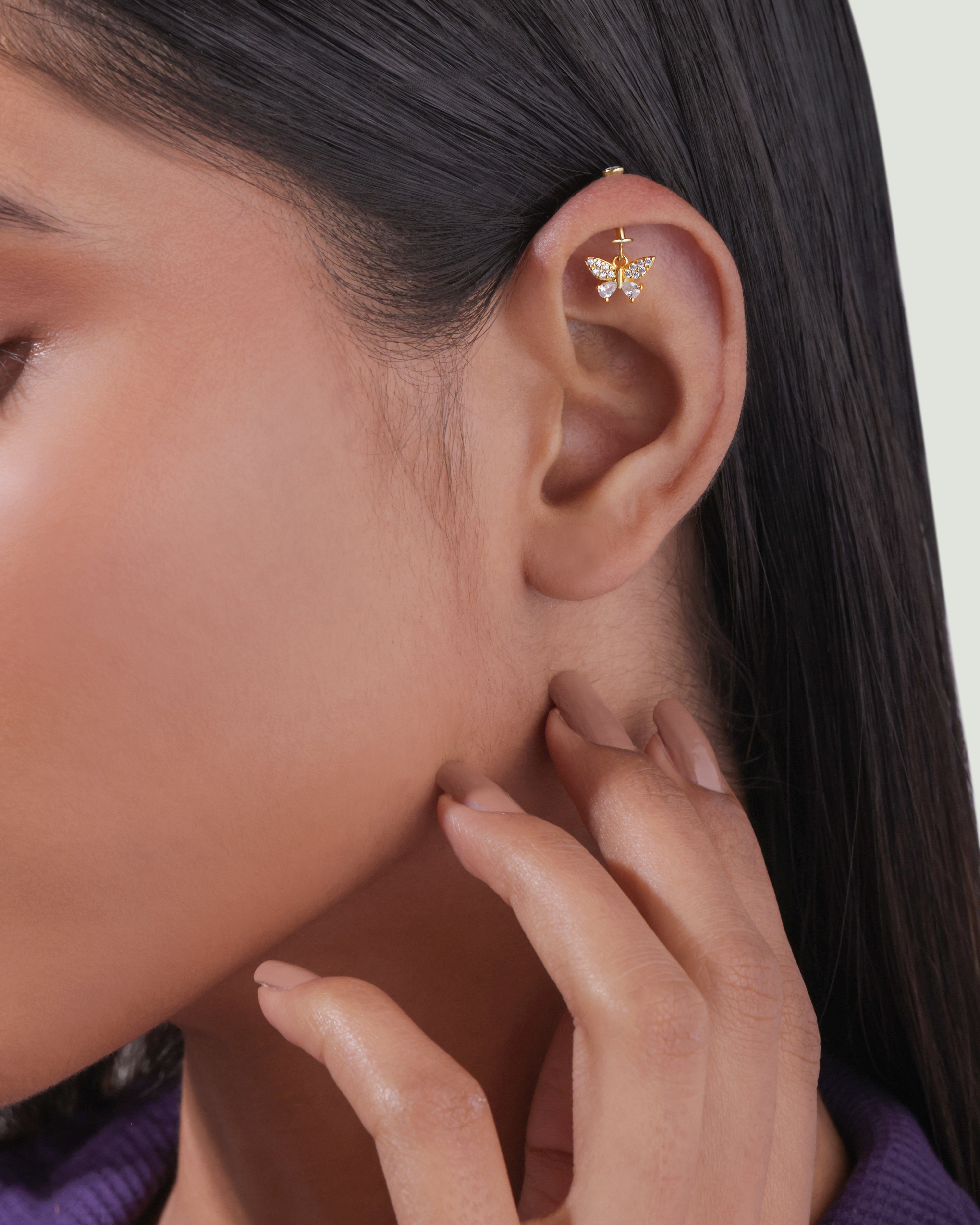 Radiant Butterfly Helix Hanging Earrings