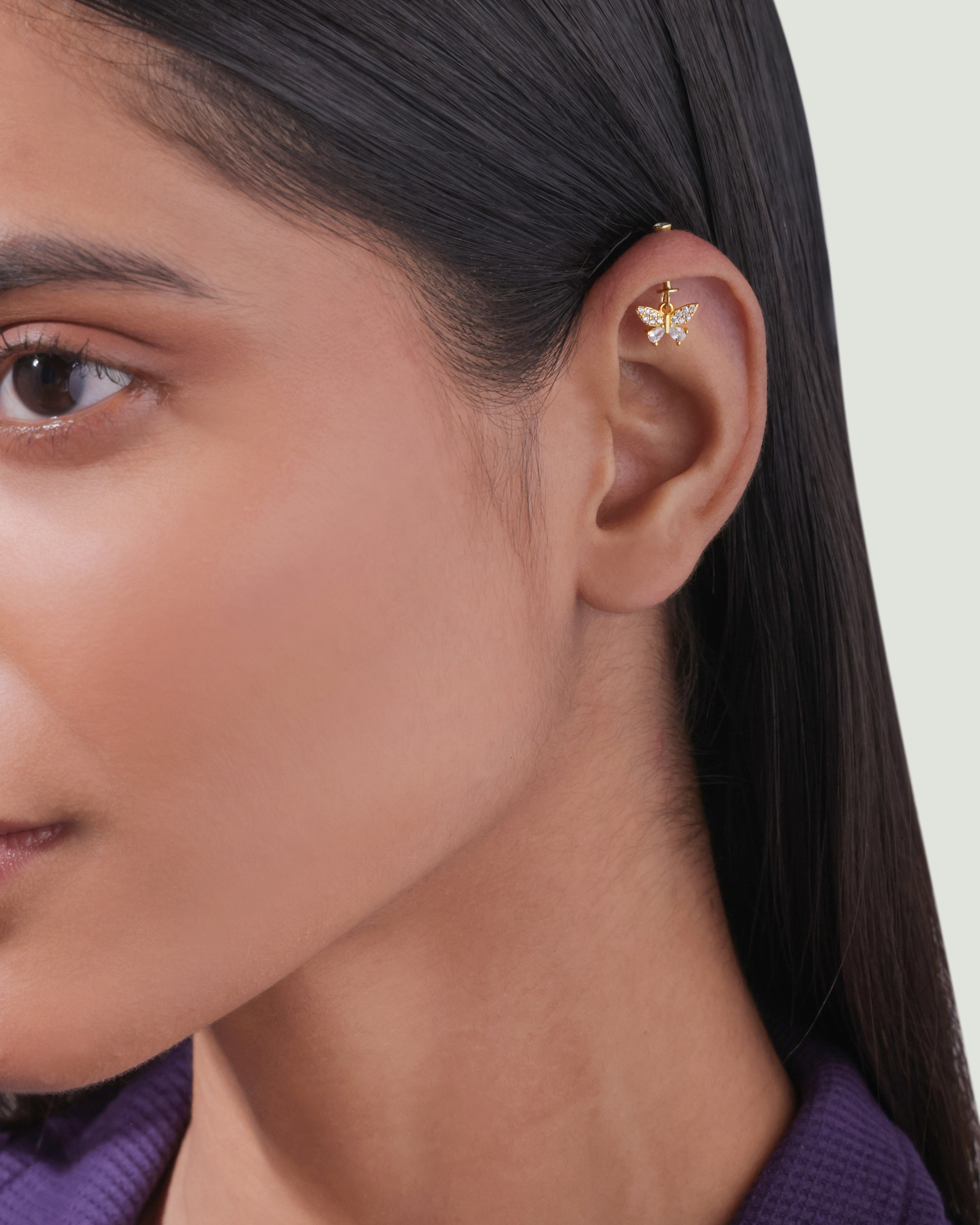 Radiant Butterfly Helix Hanging Earrings