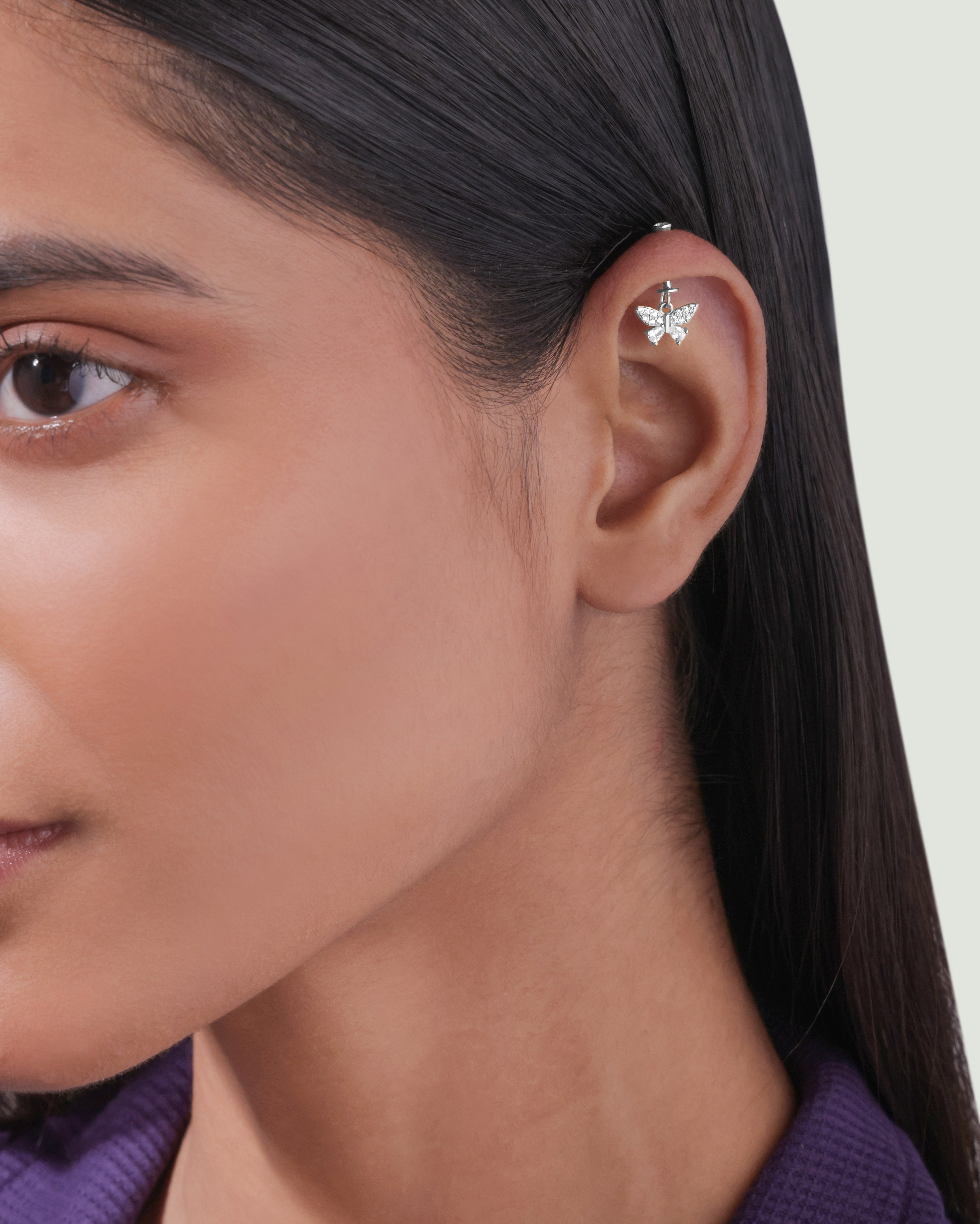 Radiant Butterfly Helix Hanging Earrings