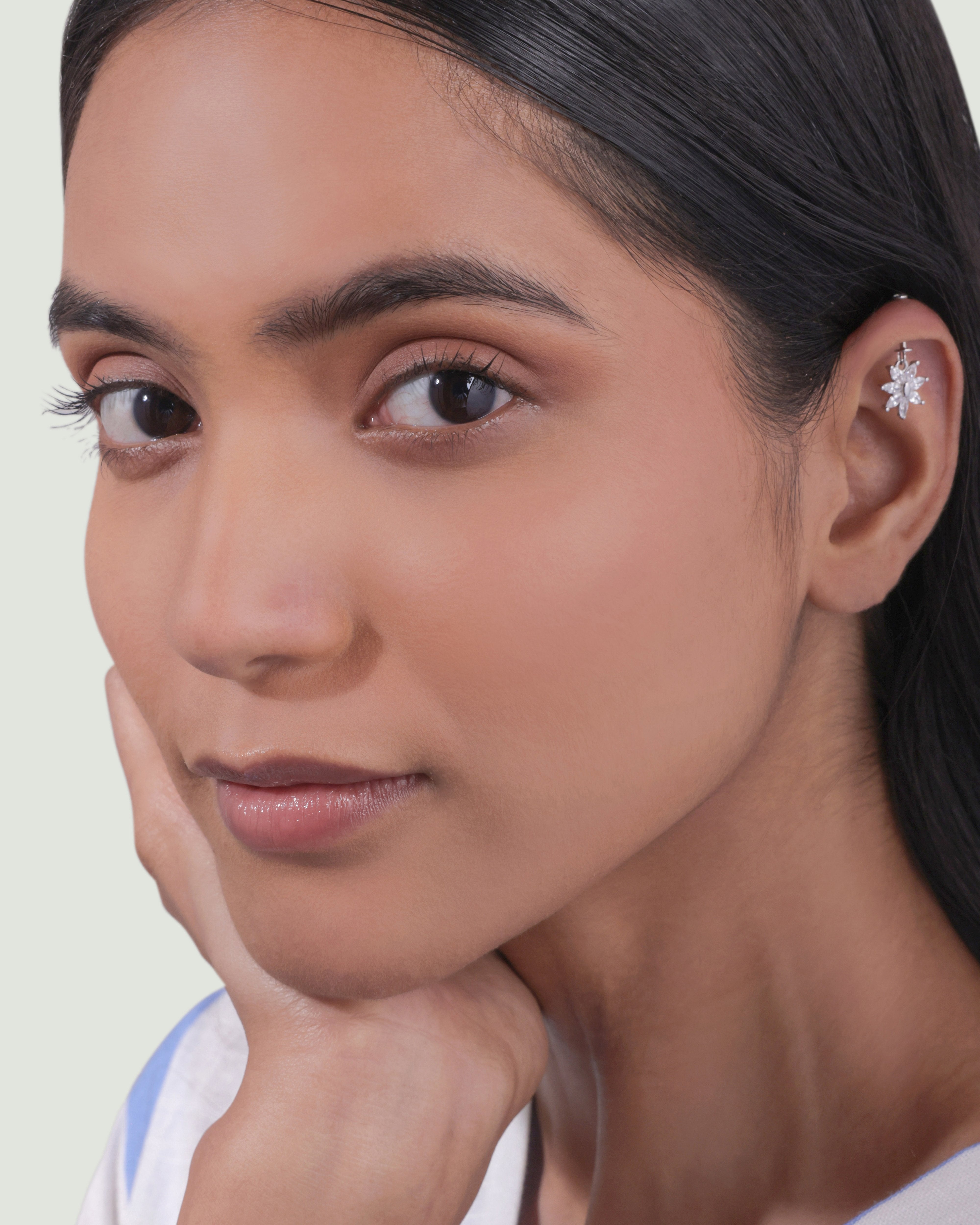 Seven Marquise Flower Helix Hanging Earrings