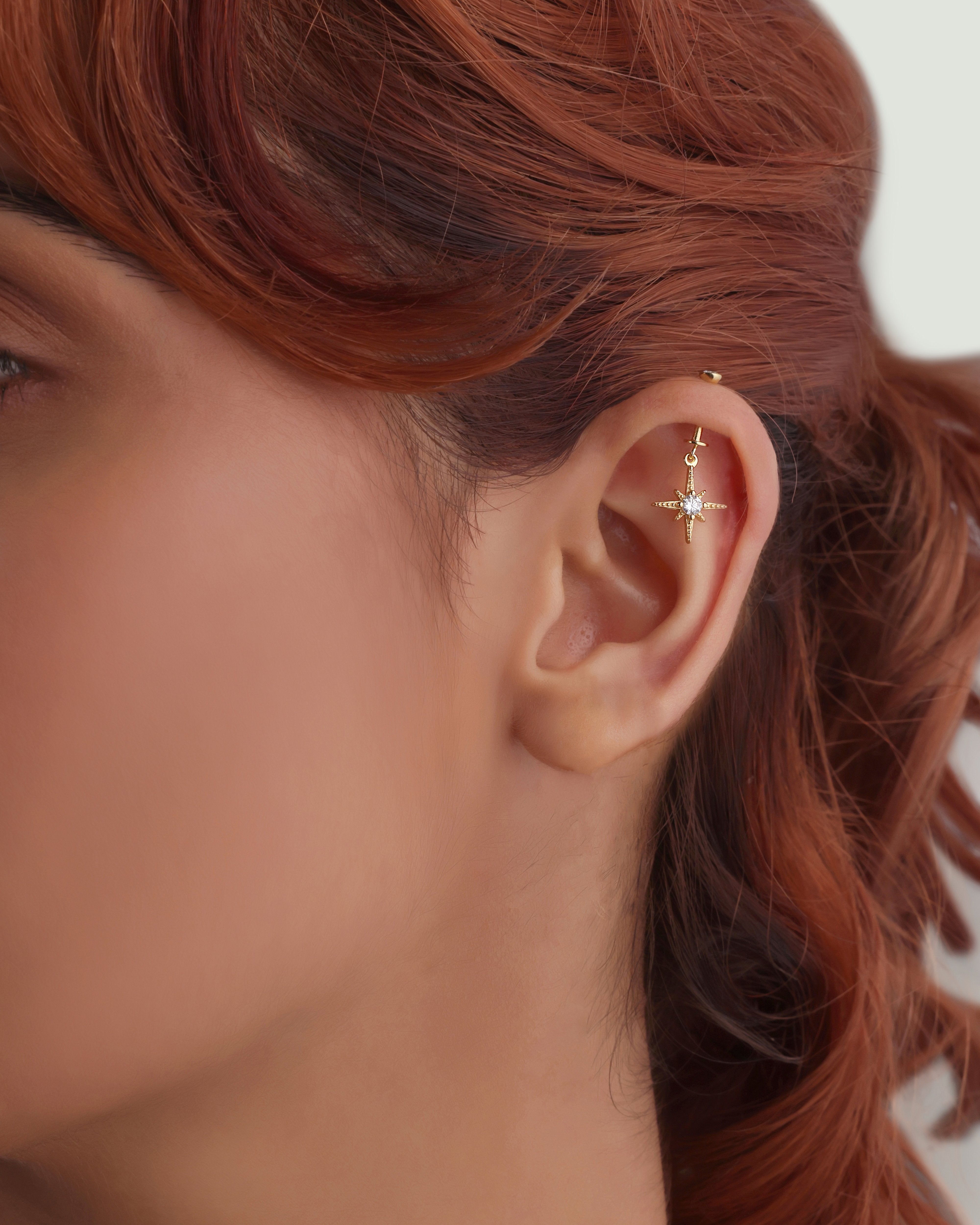 Zirconia Snow Burst Screw Helix Hanging Earrings