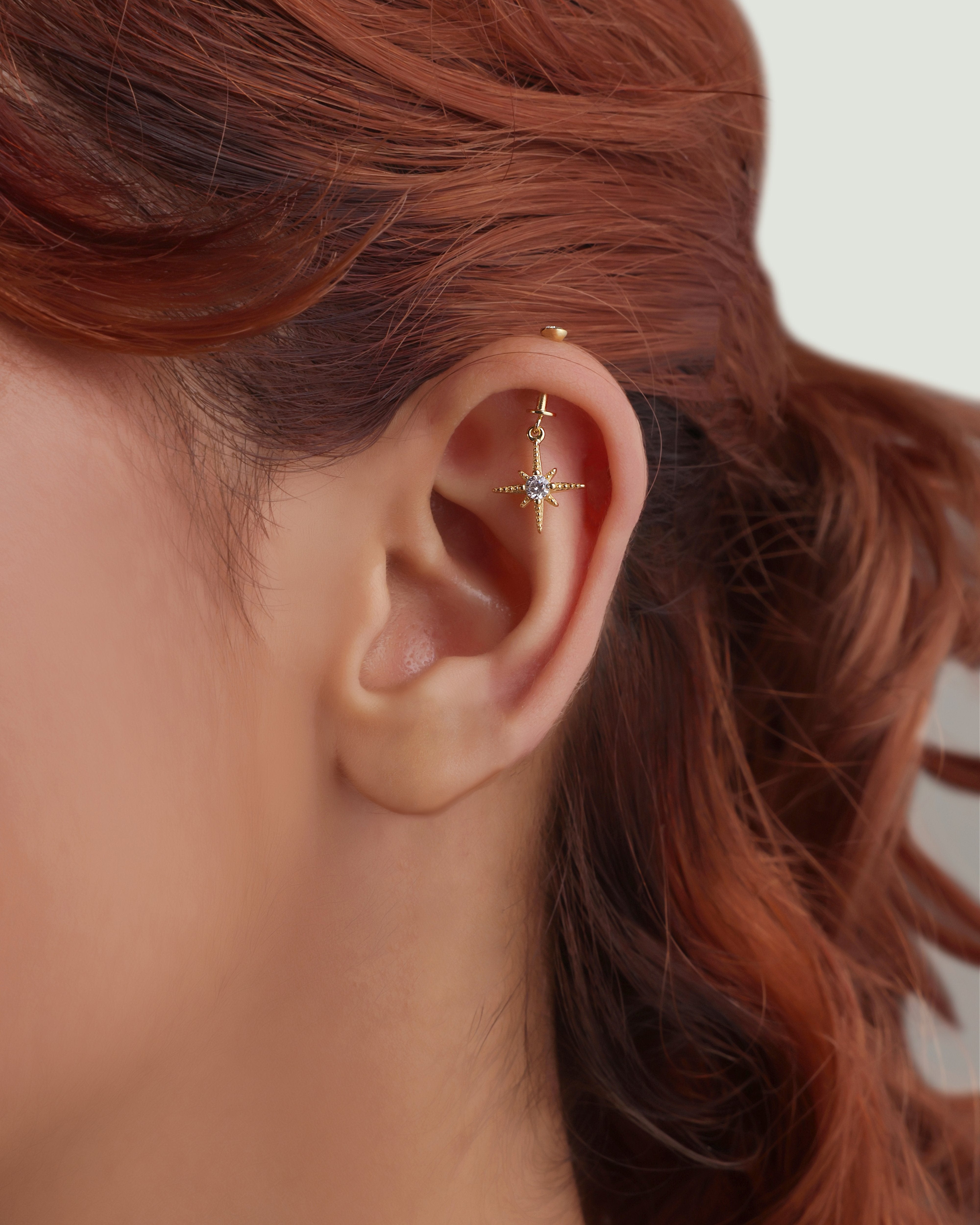 Zirconia Snow Burst Screw Helix Hanging Earrings