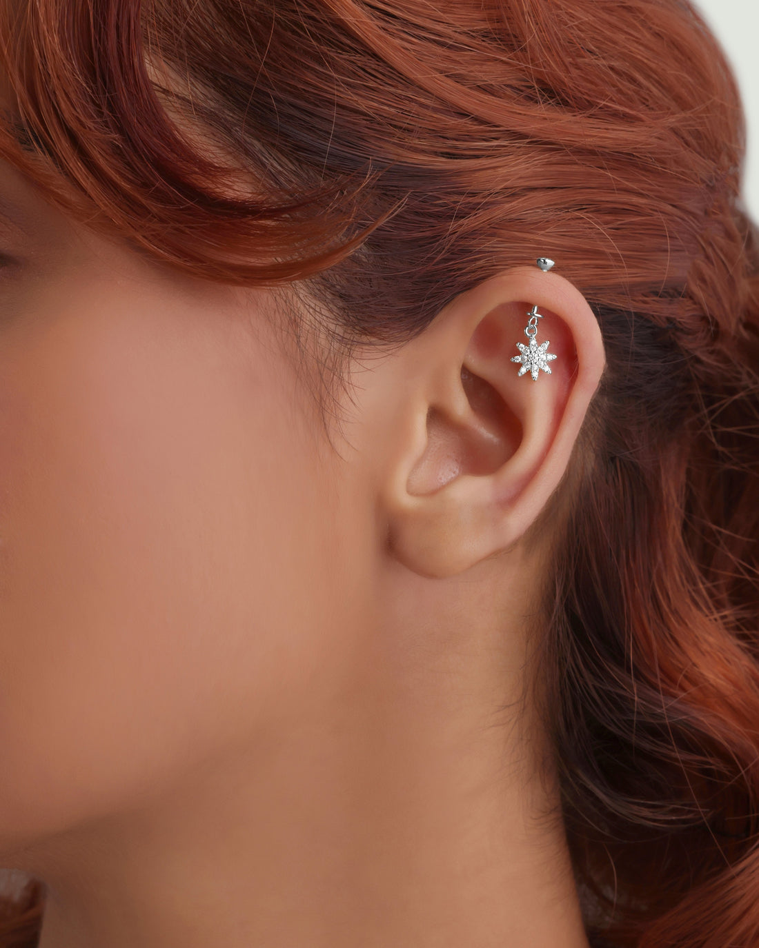 Zircon Paved Sunflower Helix Hanging Earrings