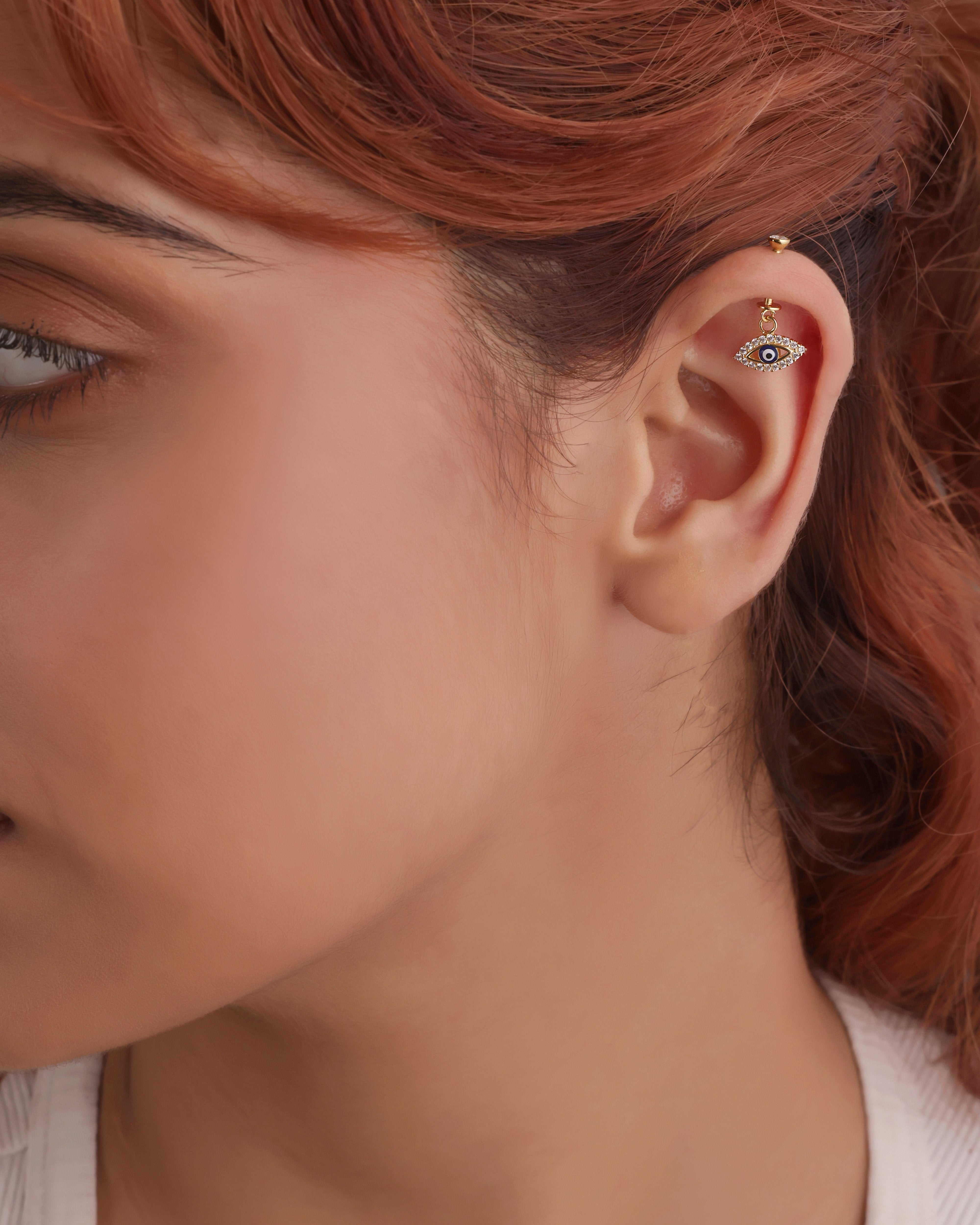 Enamel Blue Evil Eye Helix Piercing Hanging Earrings