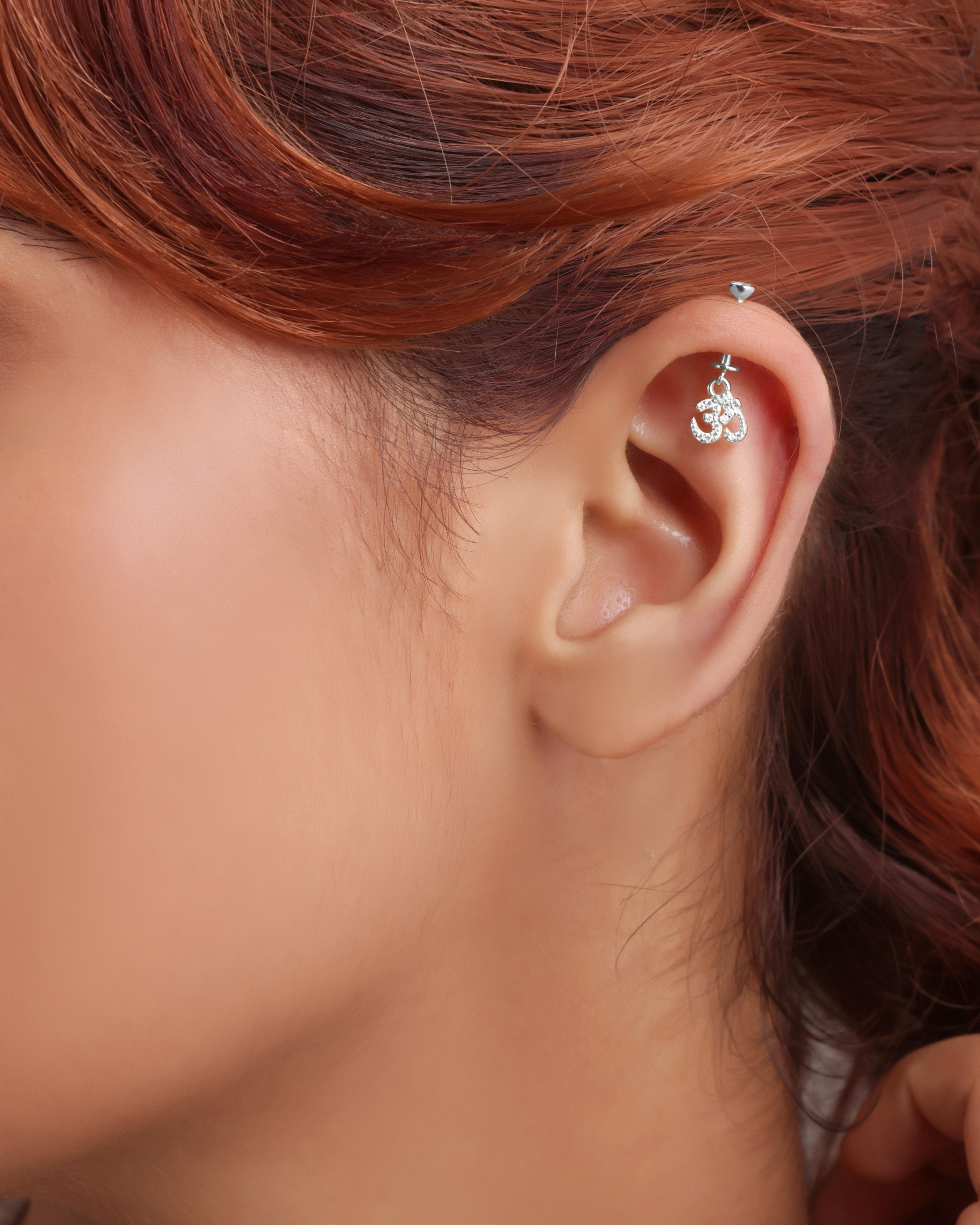 Aum Om Fine Screw Helix Hanging Earrings