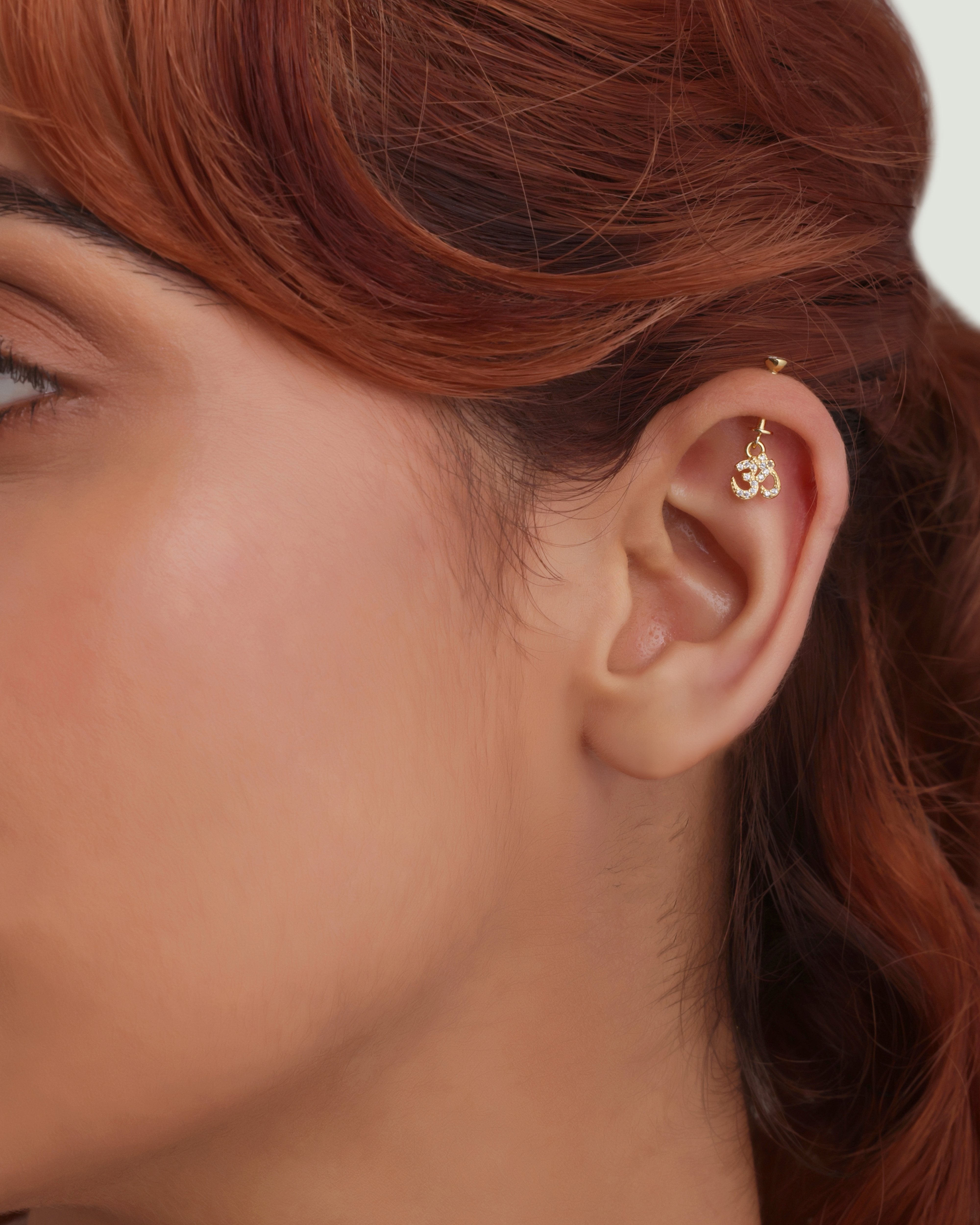 Aum Om Fine Screw Helix Hanging Earrings