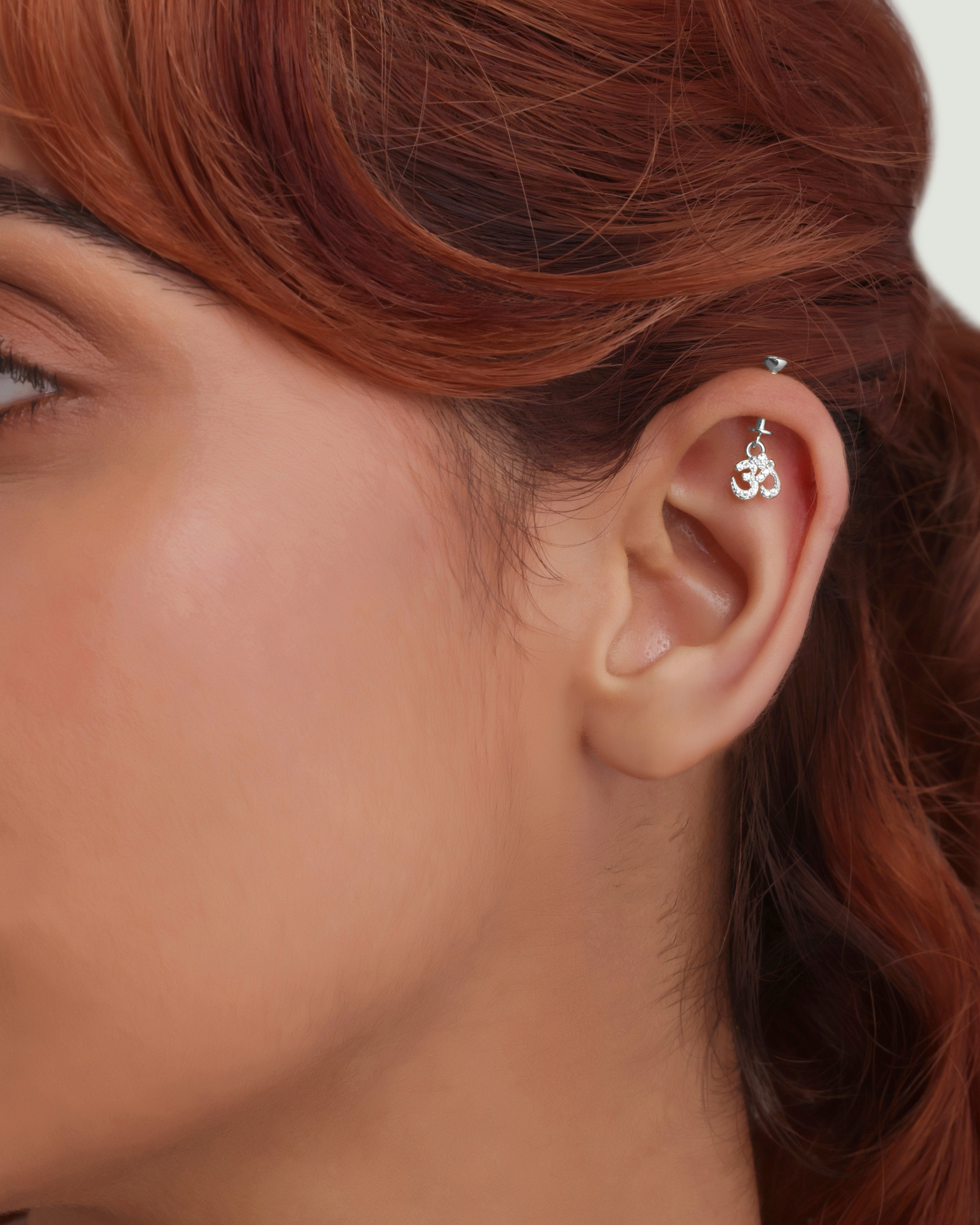 Aum Om Fine Screw Helix Hanging Earrings