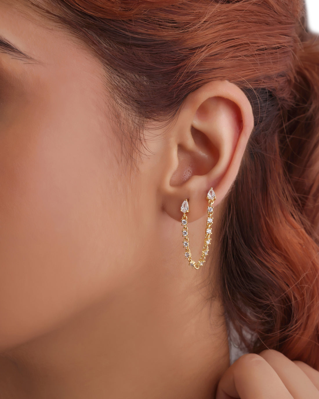 Luxury Multi Stone Connector Chain Earrings