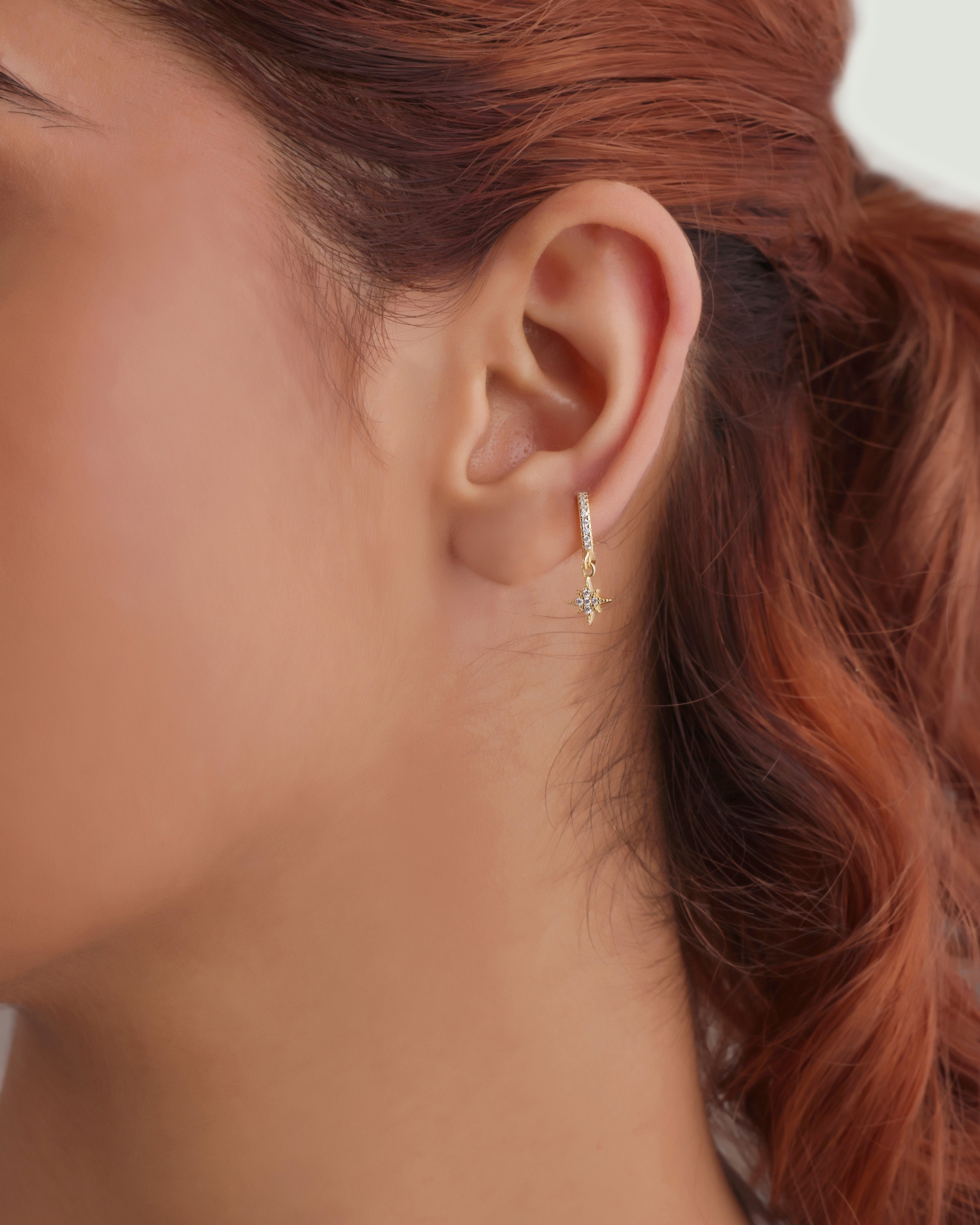 Mini Five Star Hoop Earrings