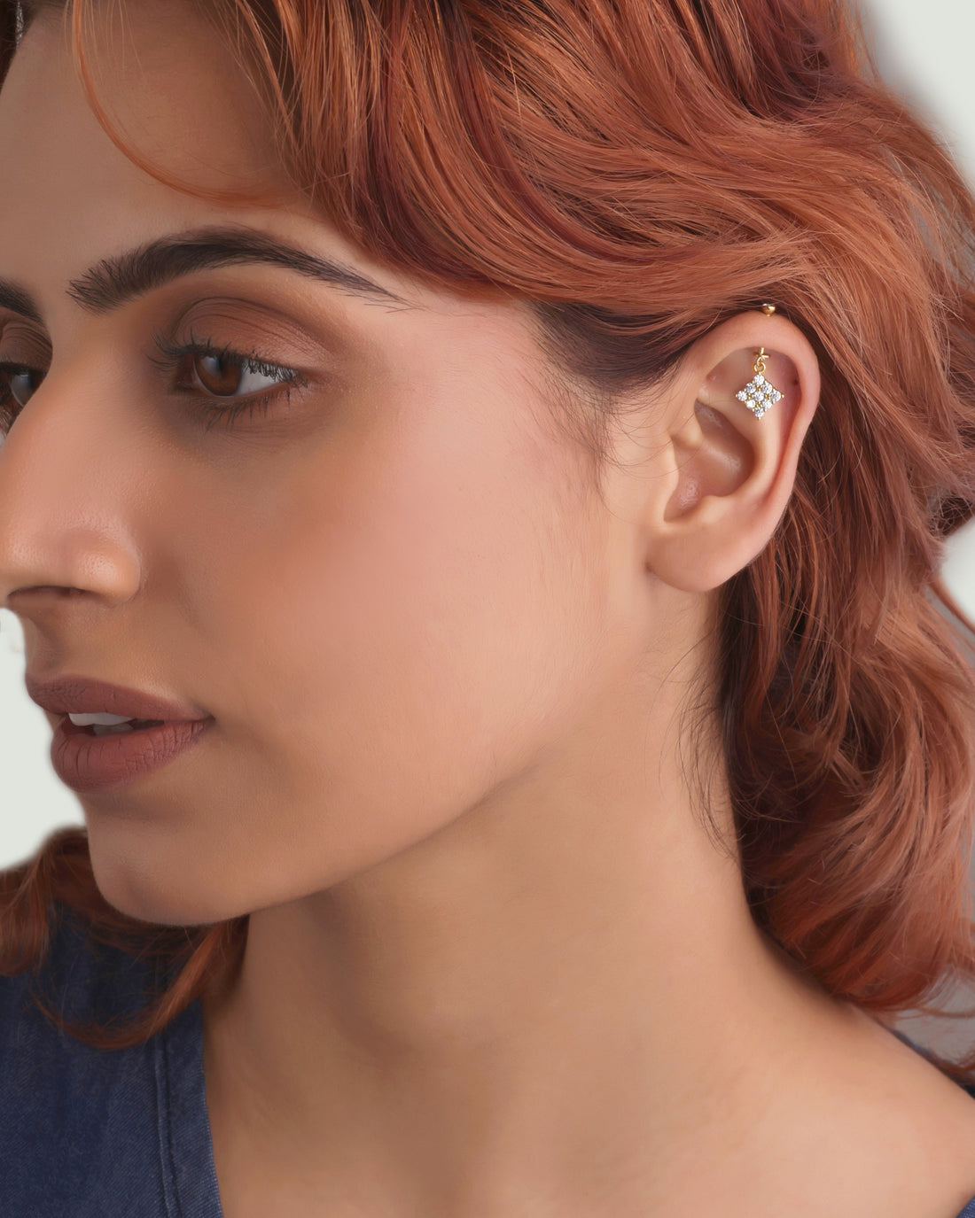 Zirconia Square Helix Hanging Earrings