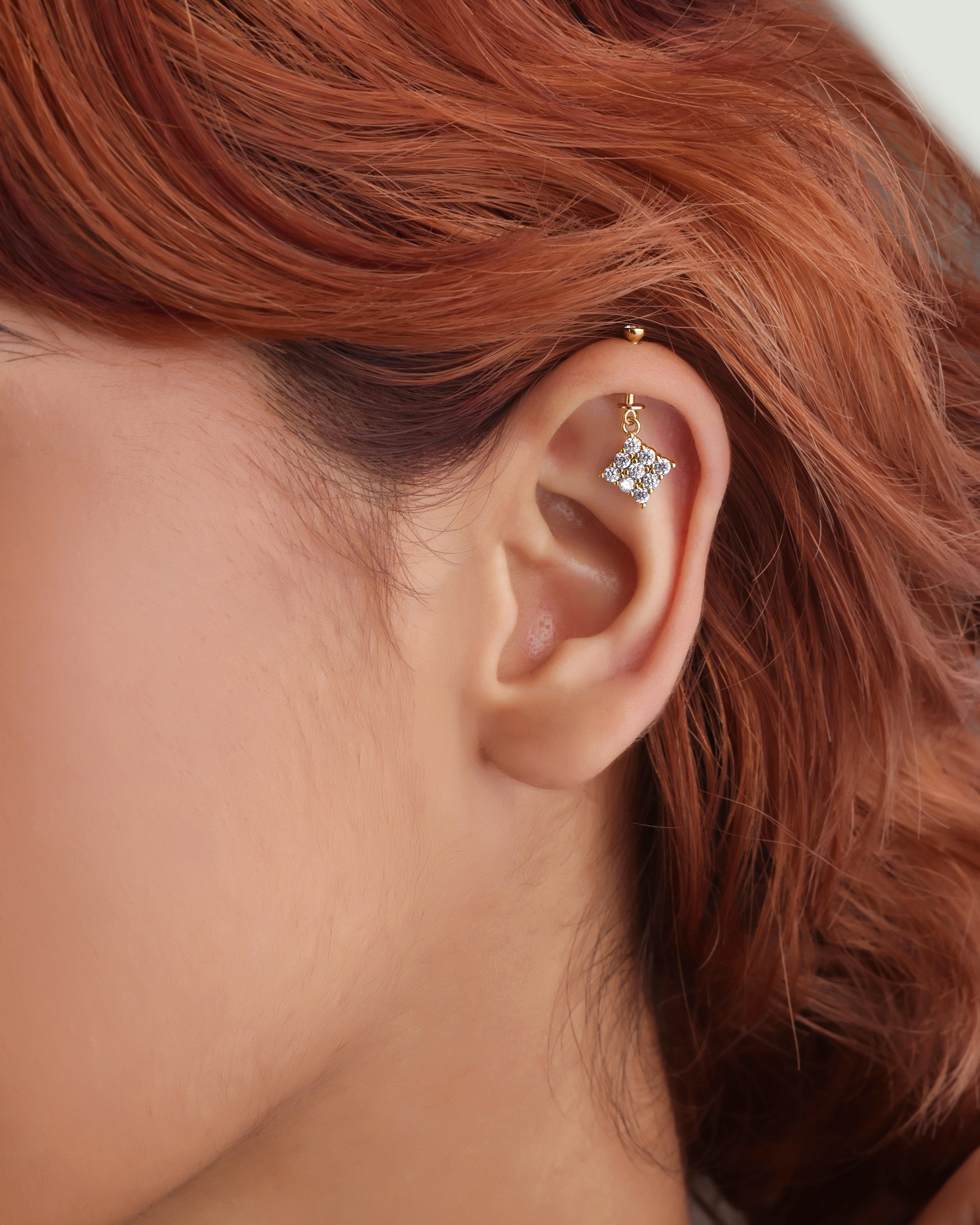 Zirconia Square Helix Hanging Earrings