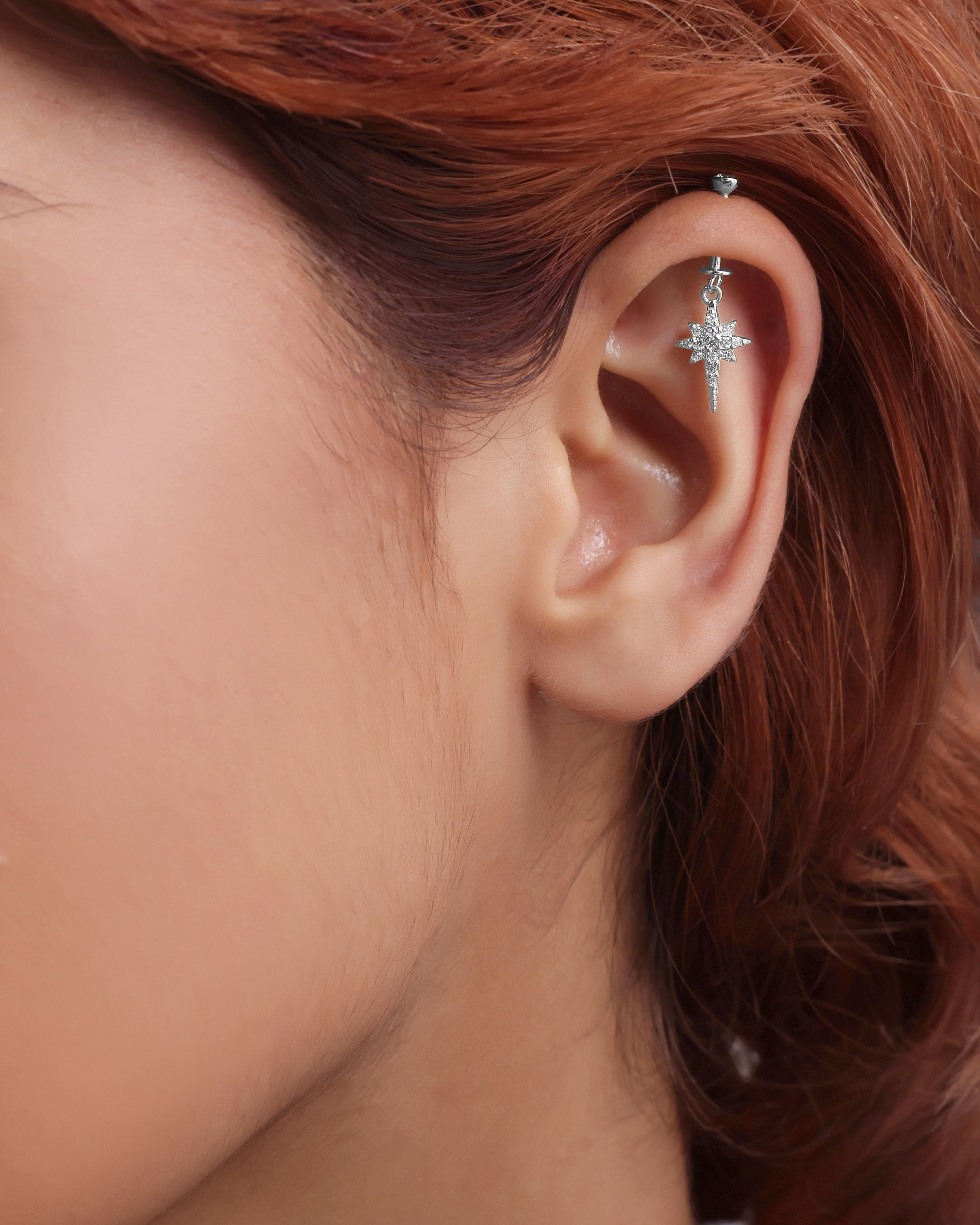 Elongated Star Helix Hanging Earrings
