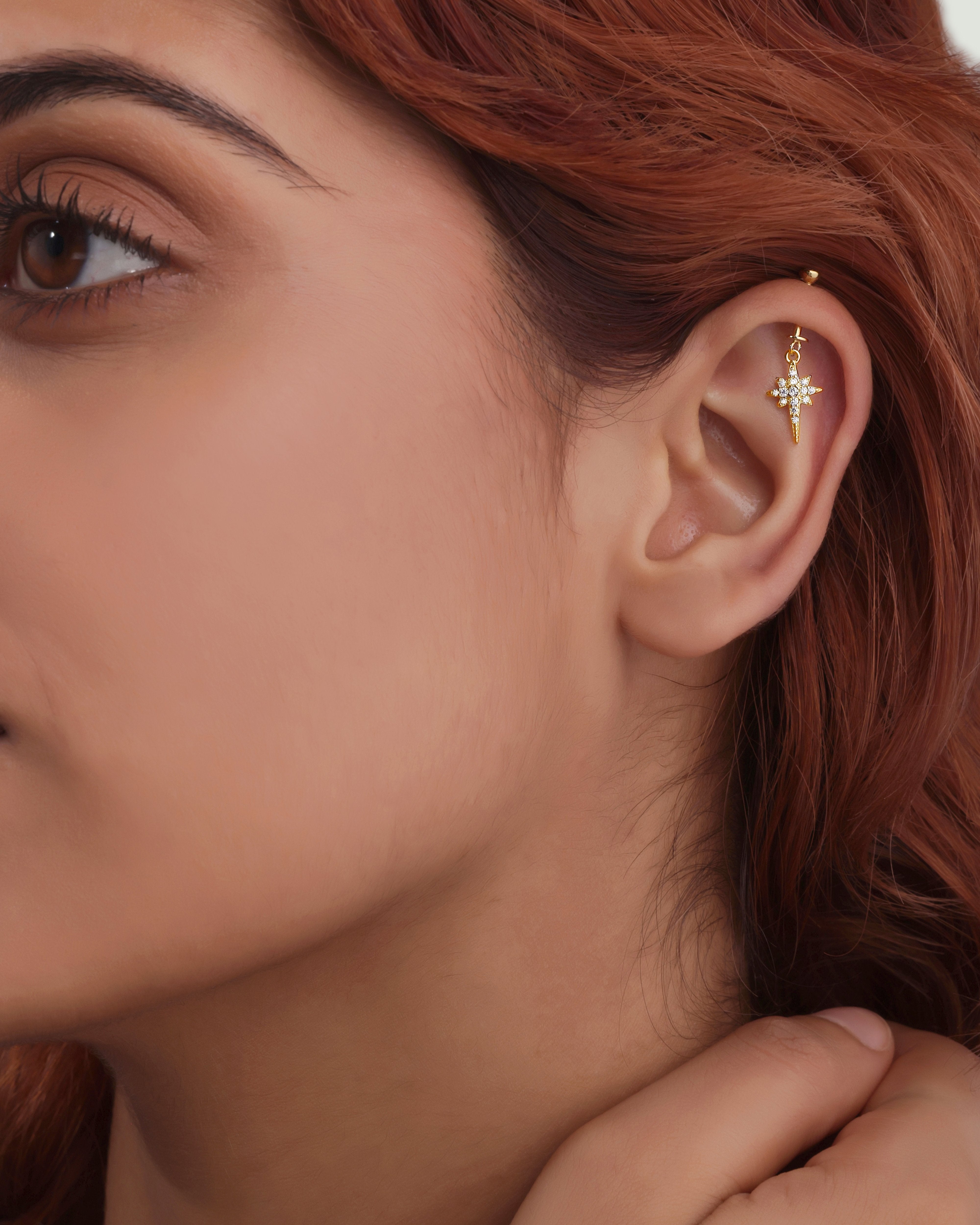 Elongated Star Helix Hanging Earrings