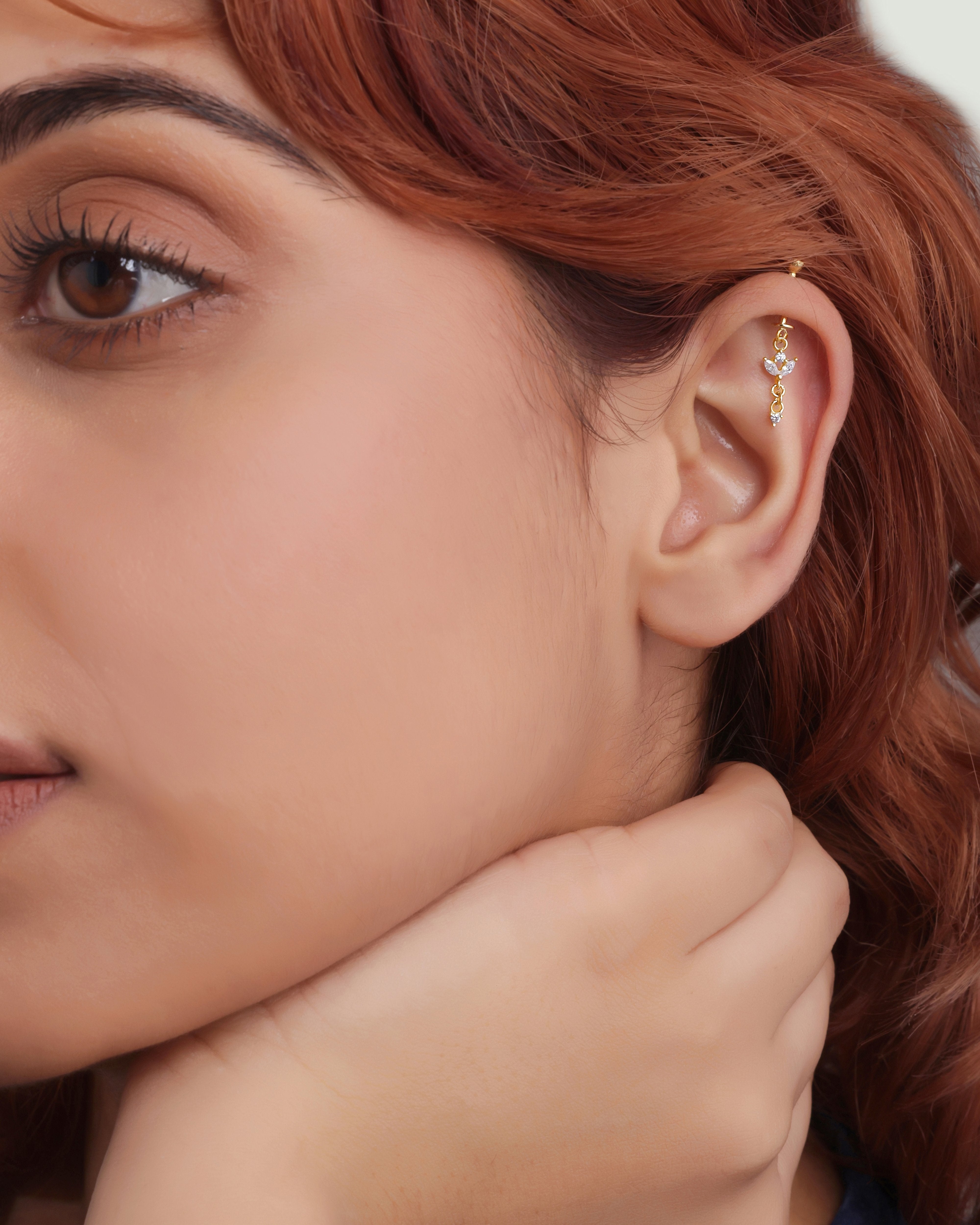 Two Petal Drop Helix Piercings Hanging Earrings