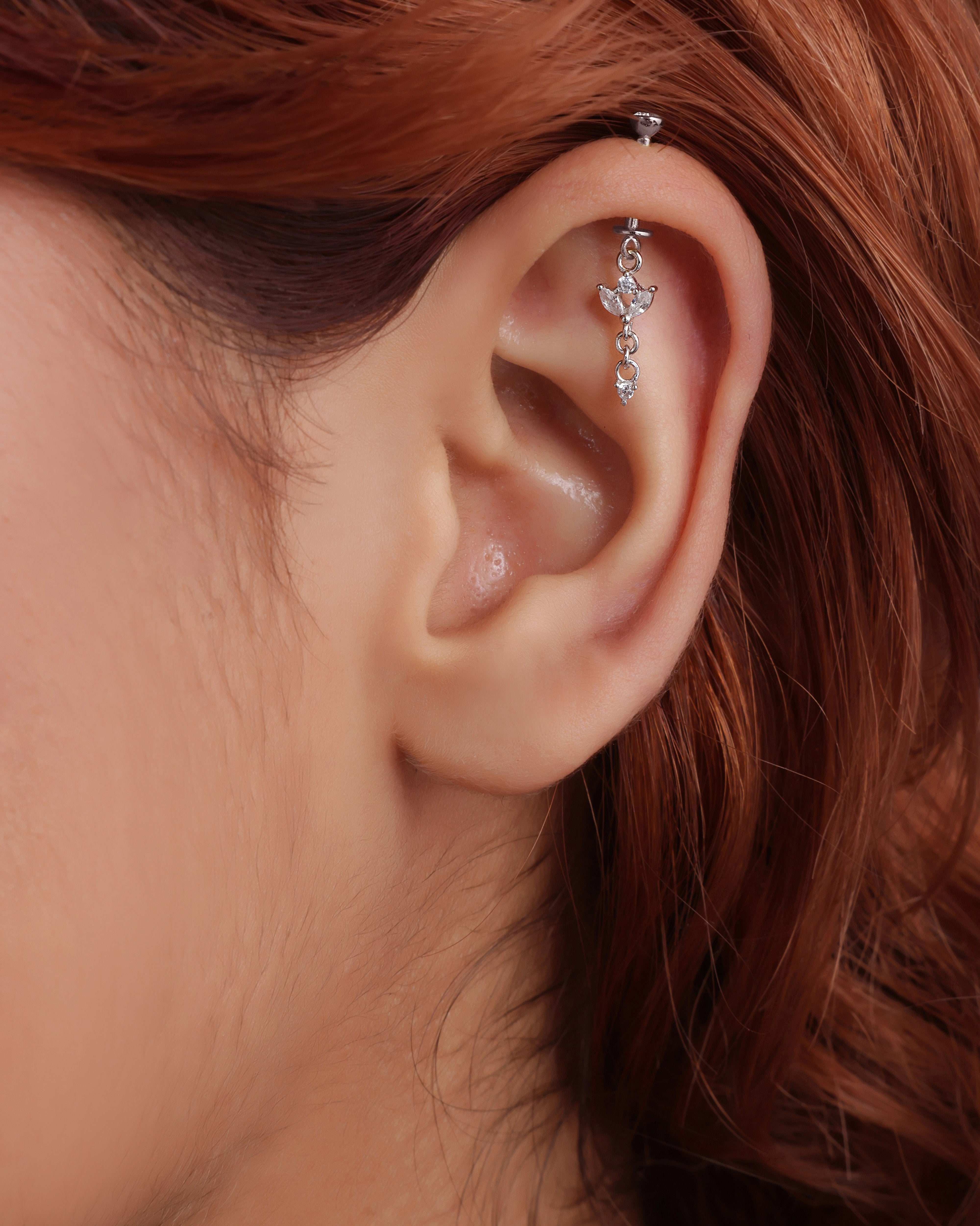 Two Petal Drop Helix Piercings Hanging Earrings
