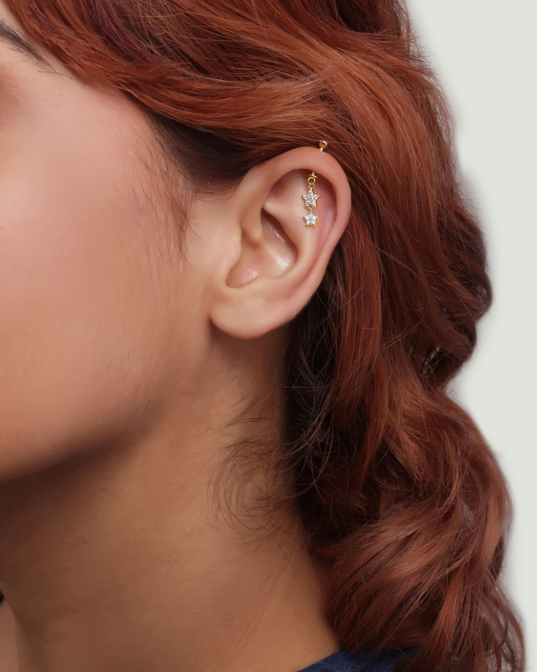 Zirconia Star Droplets Helix Hanging Earrings