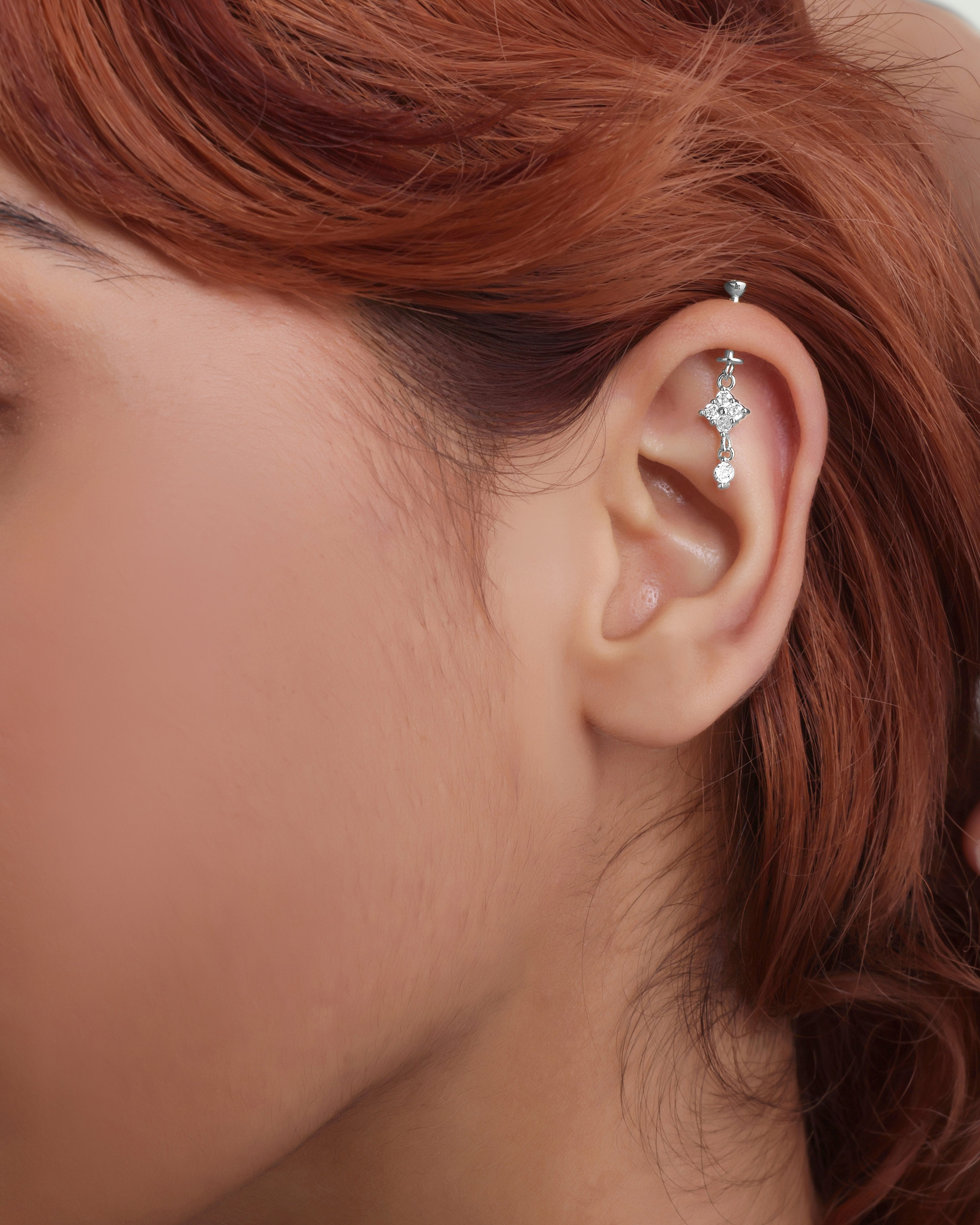 Floral Drop Helix Hanging Earrings