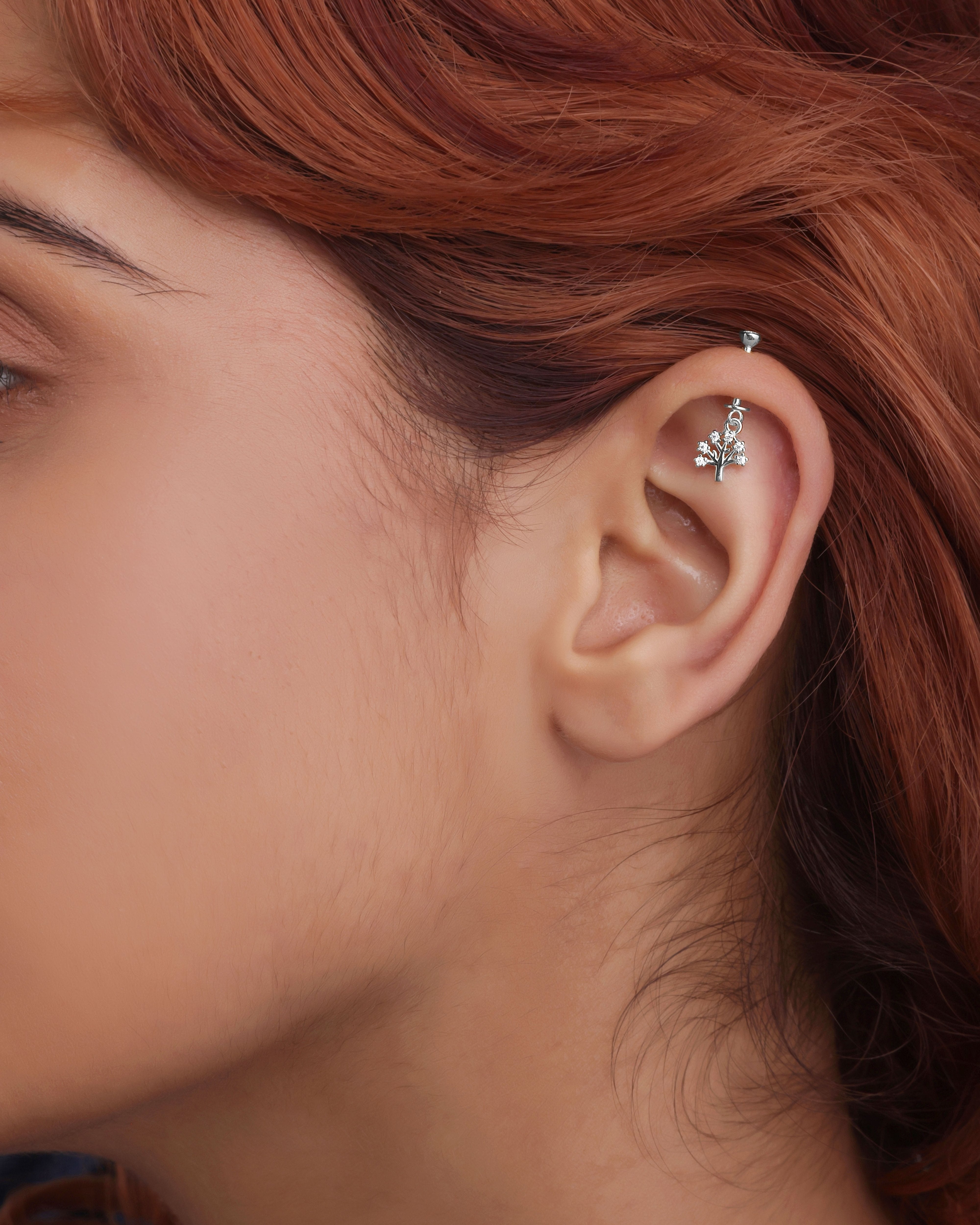 Tree Zircons Screw Helix Hanging Earrings