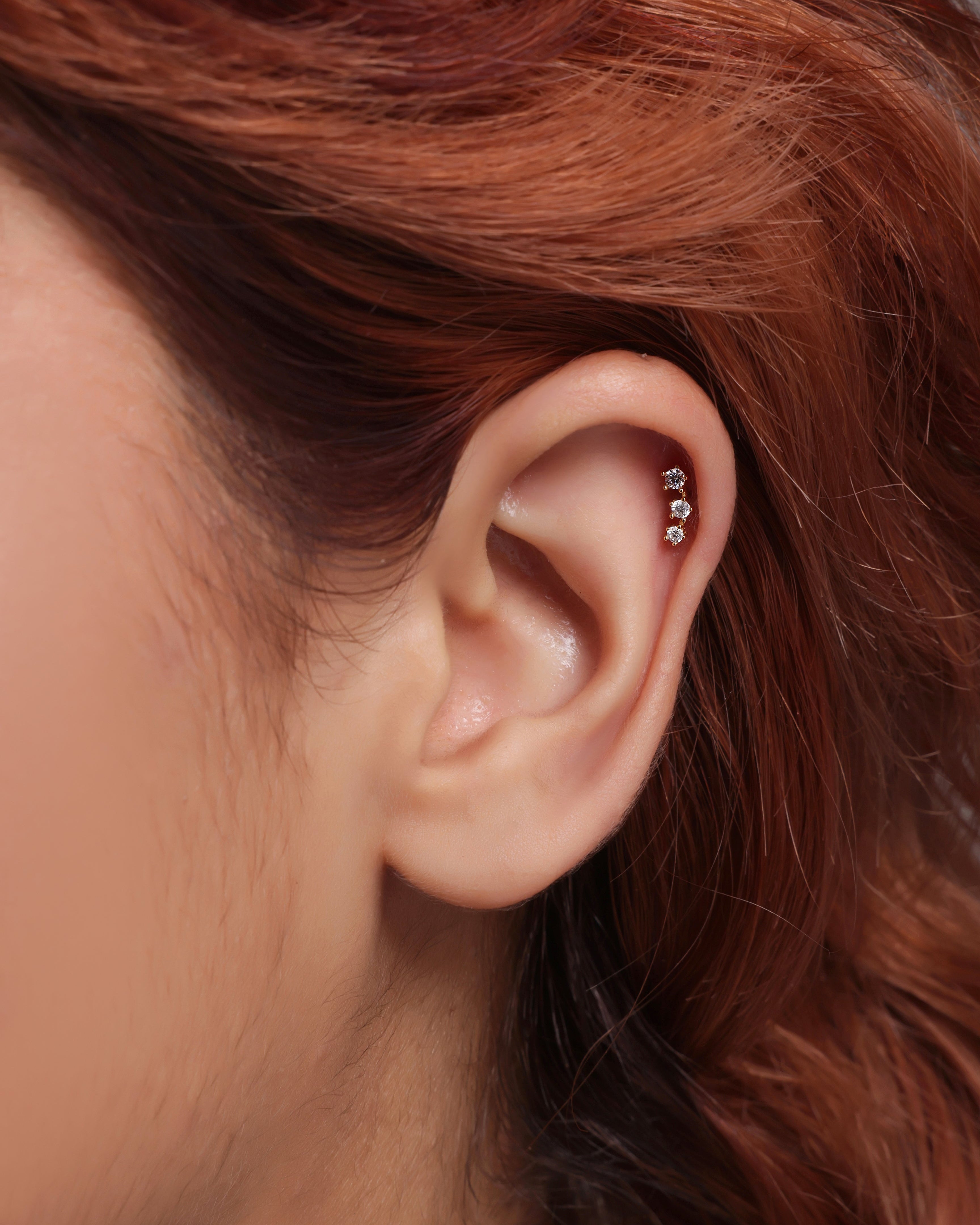 Tri Zirconia Climber Stud Earrings