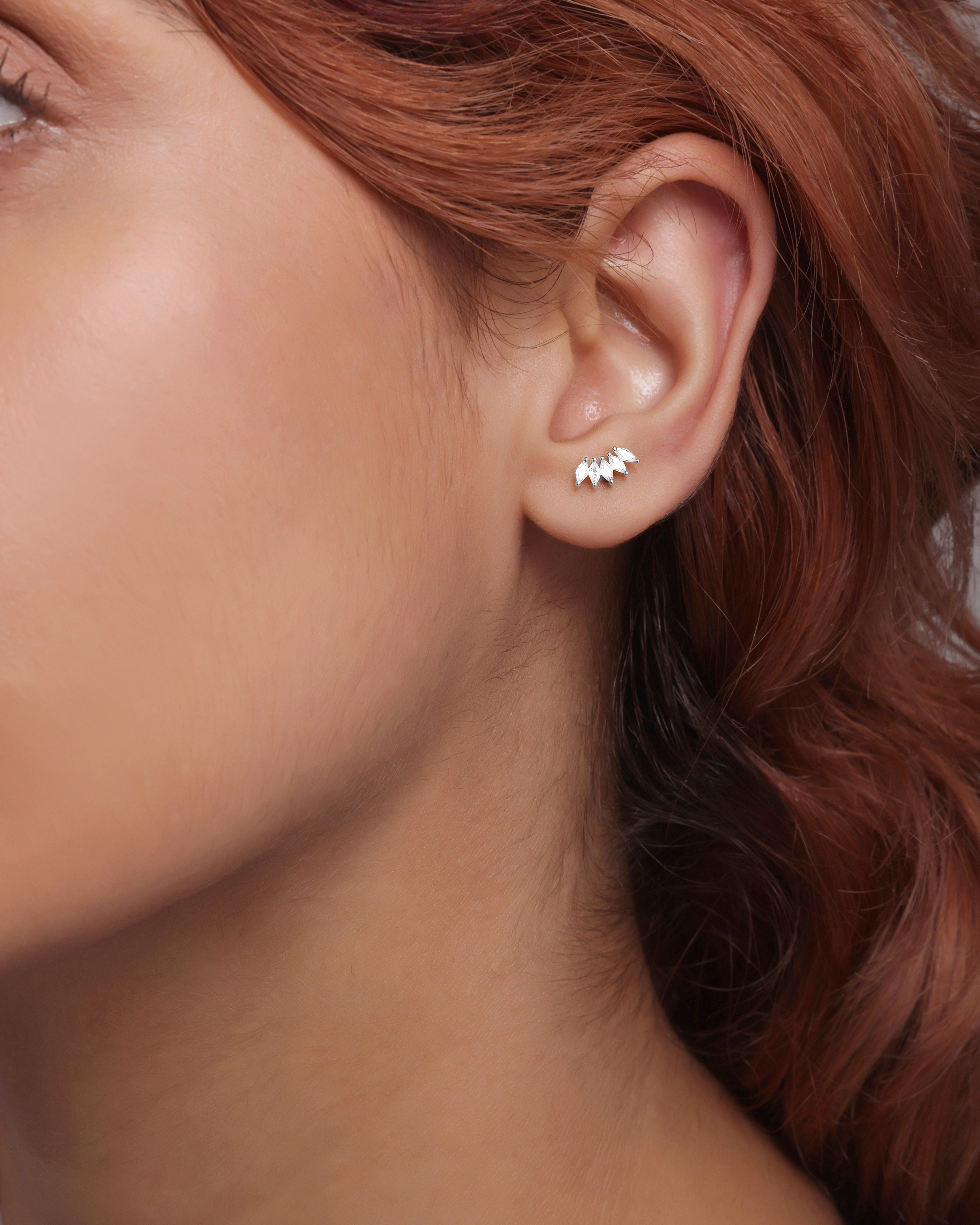 Baguette Stone Crown Stud Earrings