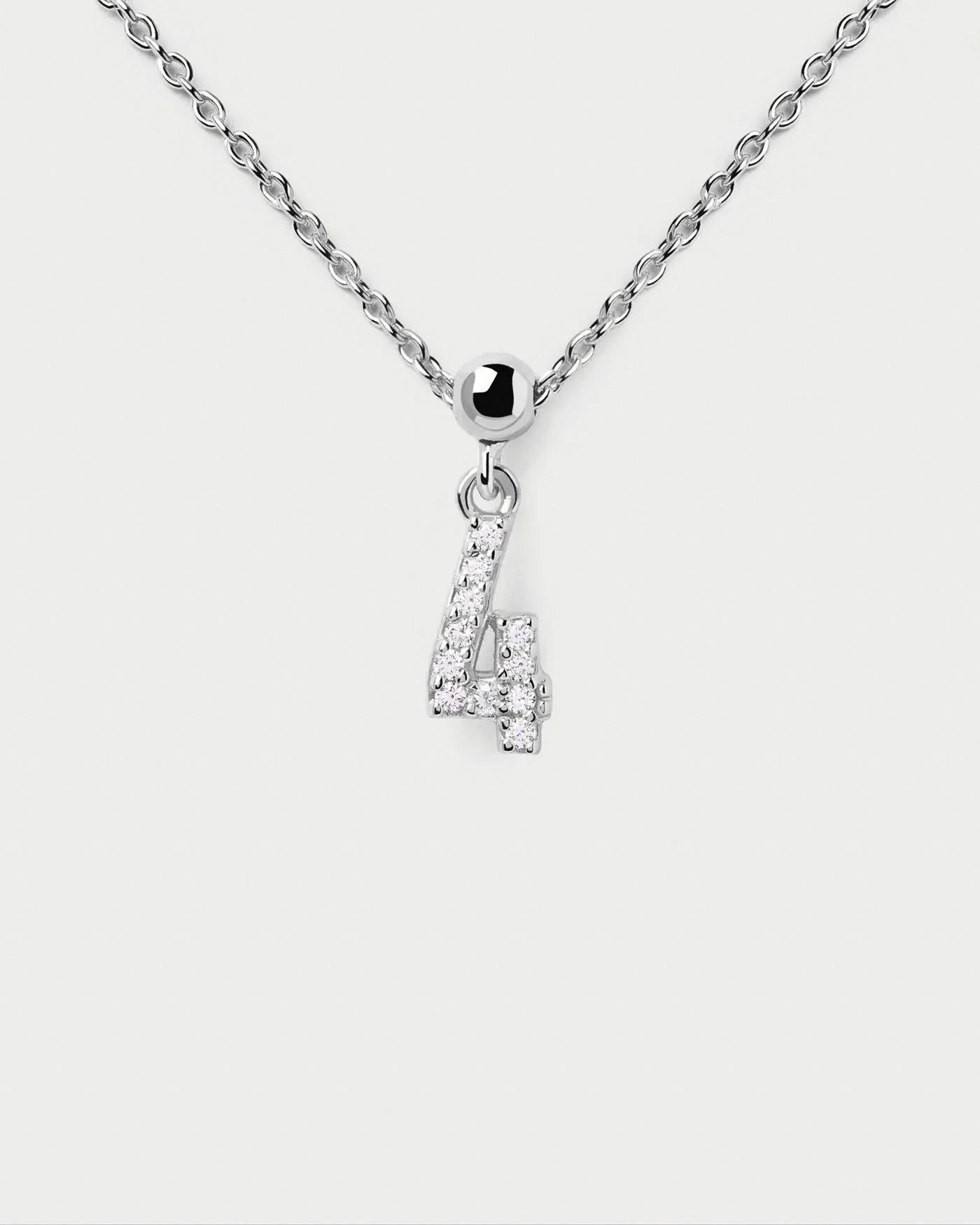 Numbers "4" Bead Charm Necklace