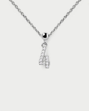 Numbers "4" Bead Charm Necklace