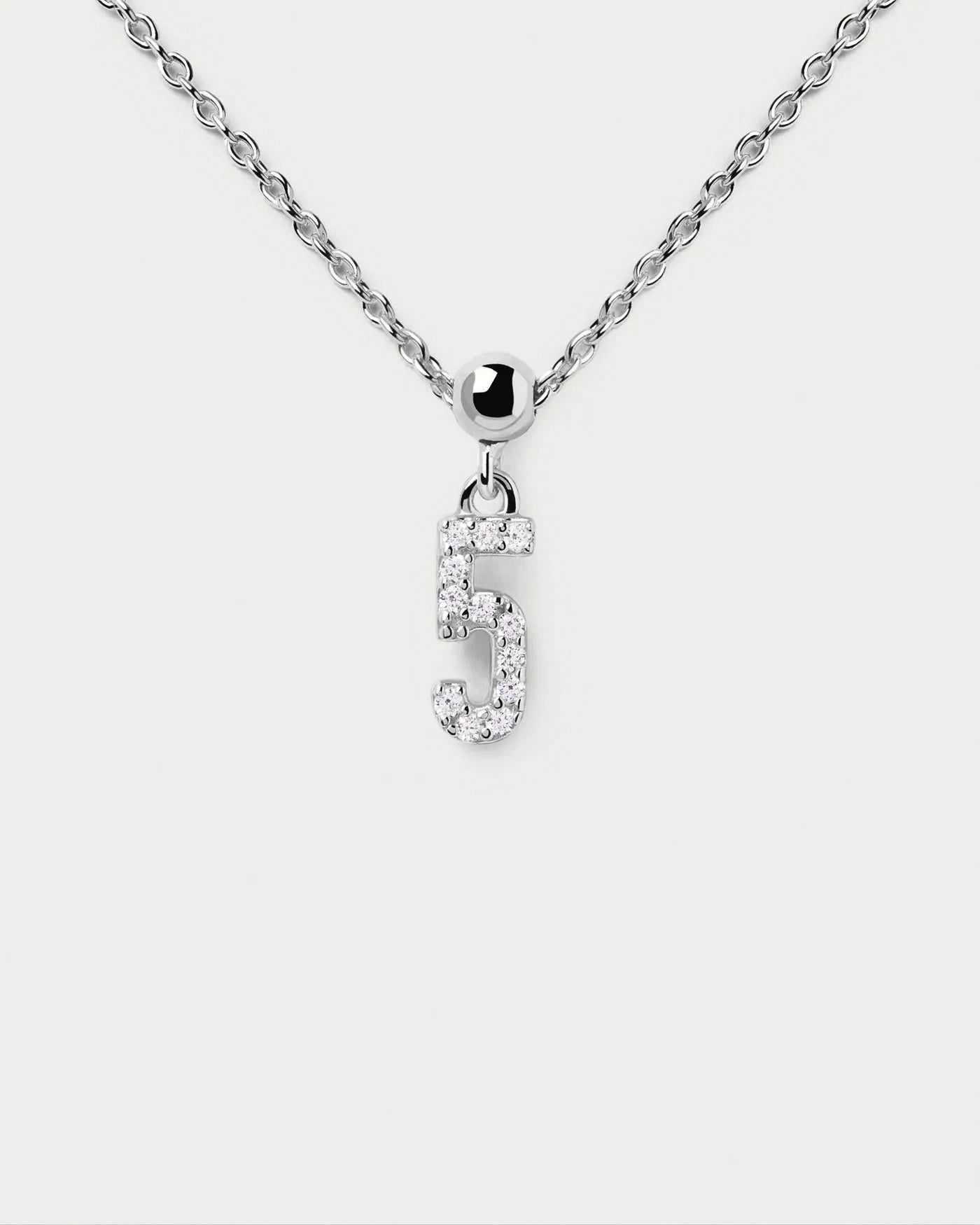 Numbers "5" Bead Charm Necklace