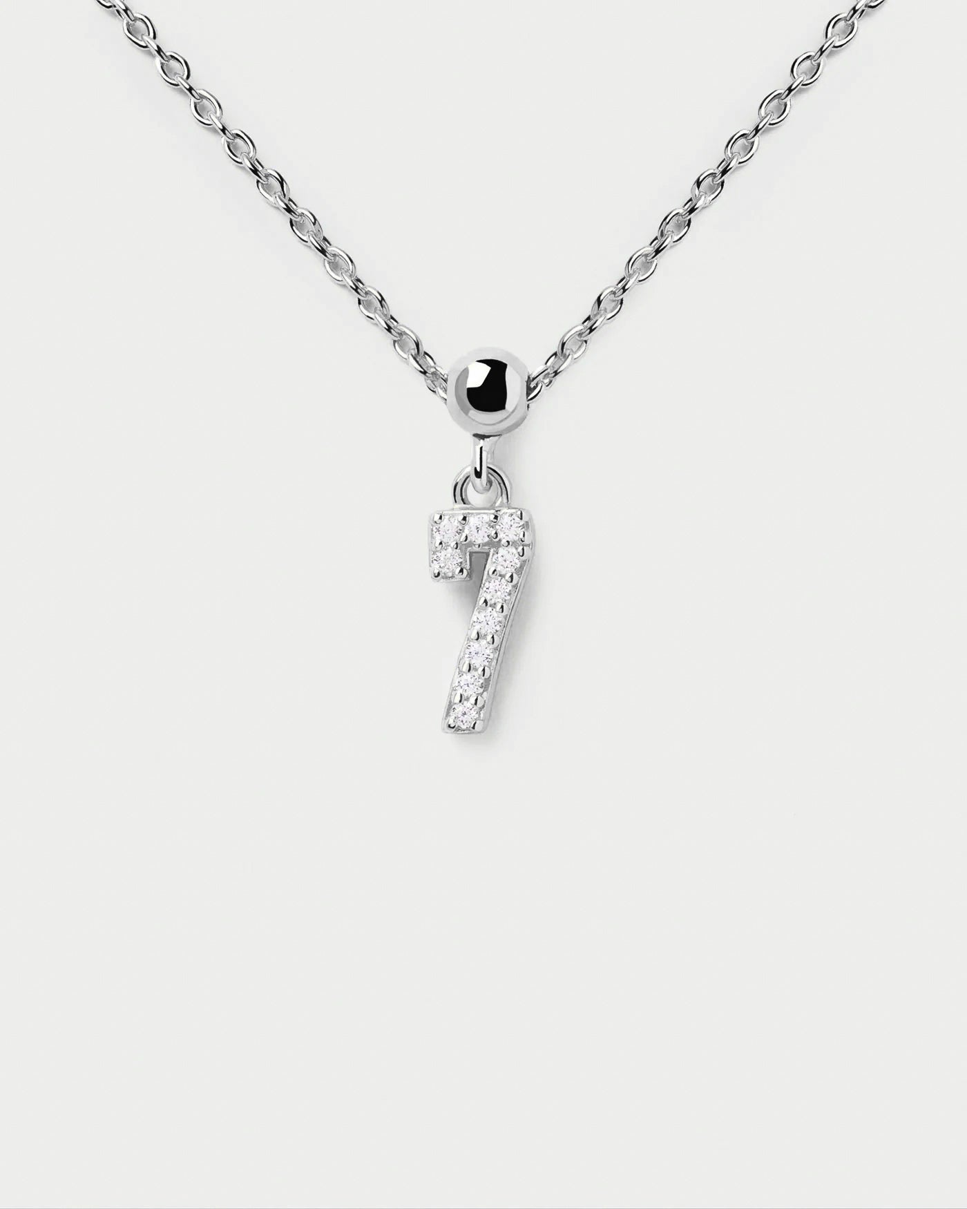 Numbers "7" Bead Charm Necklace