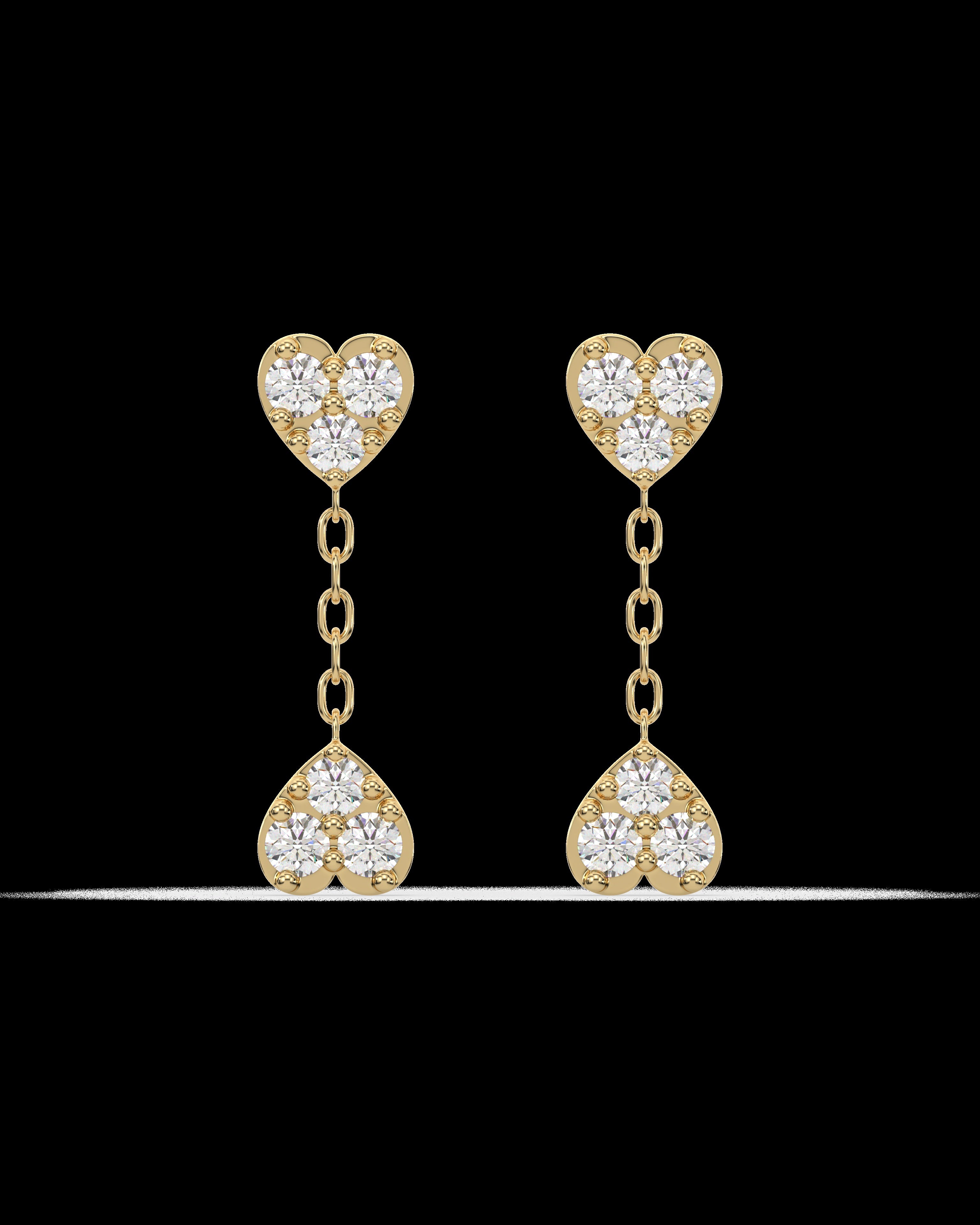 Inverse Heart Drop Stud Earrings