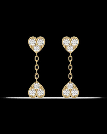 Inverse Heart Drop Stud Earrings