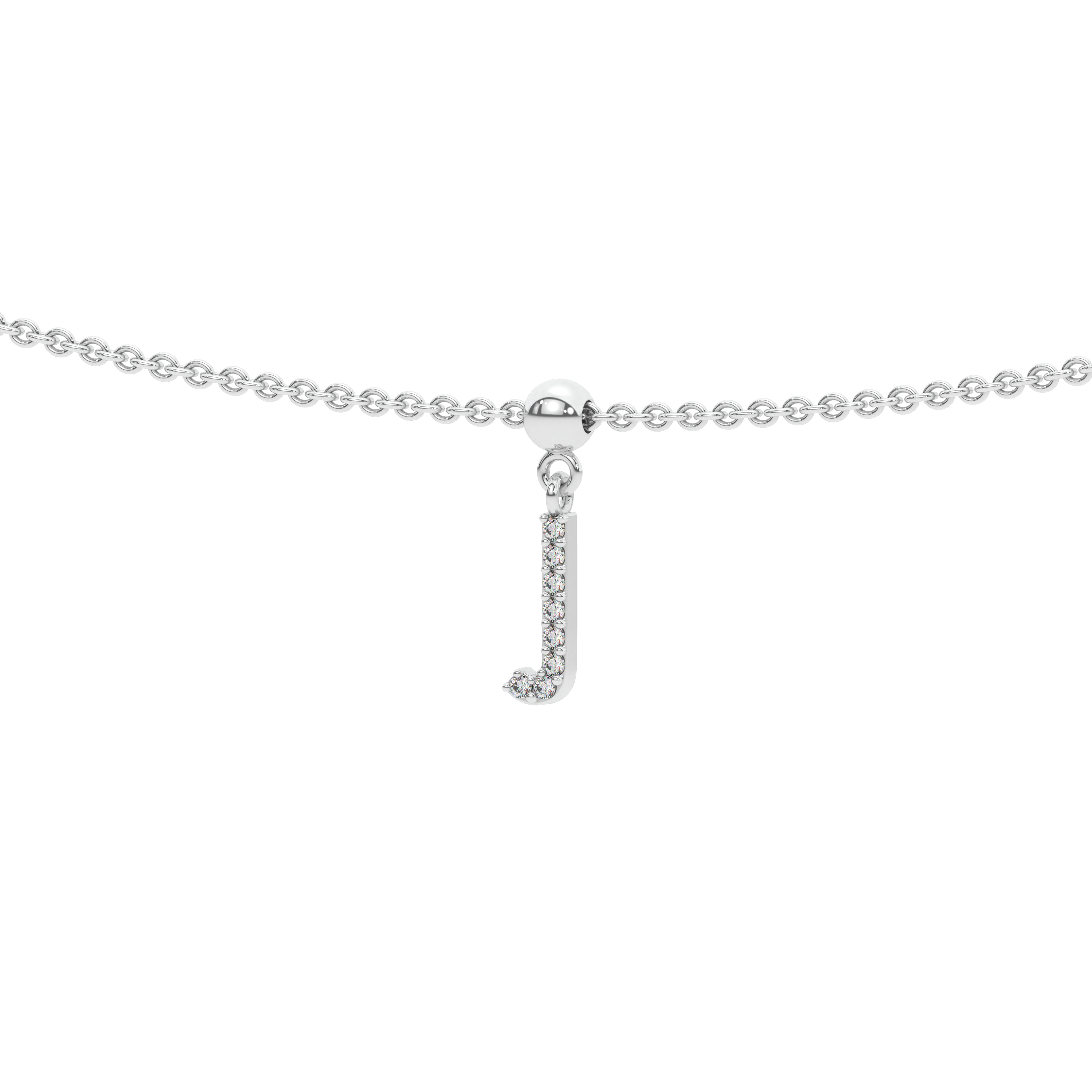 Letter "J" Bead Charm Necklace