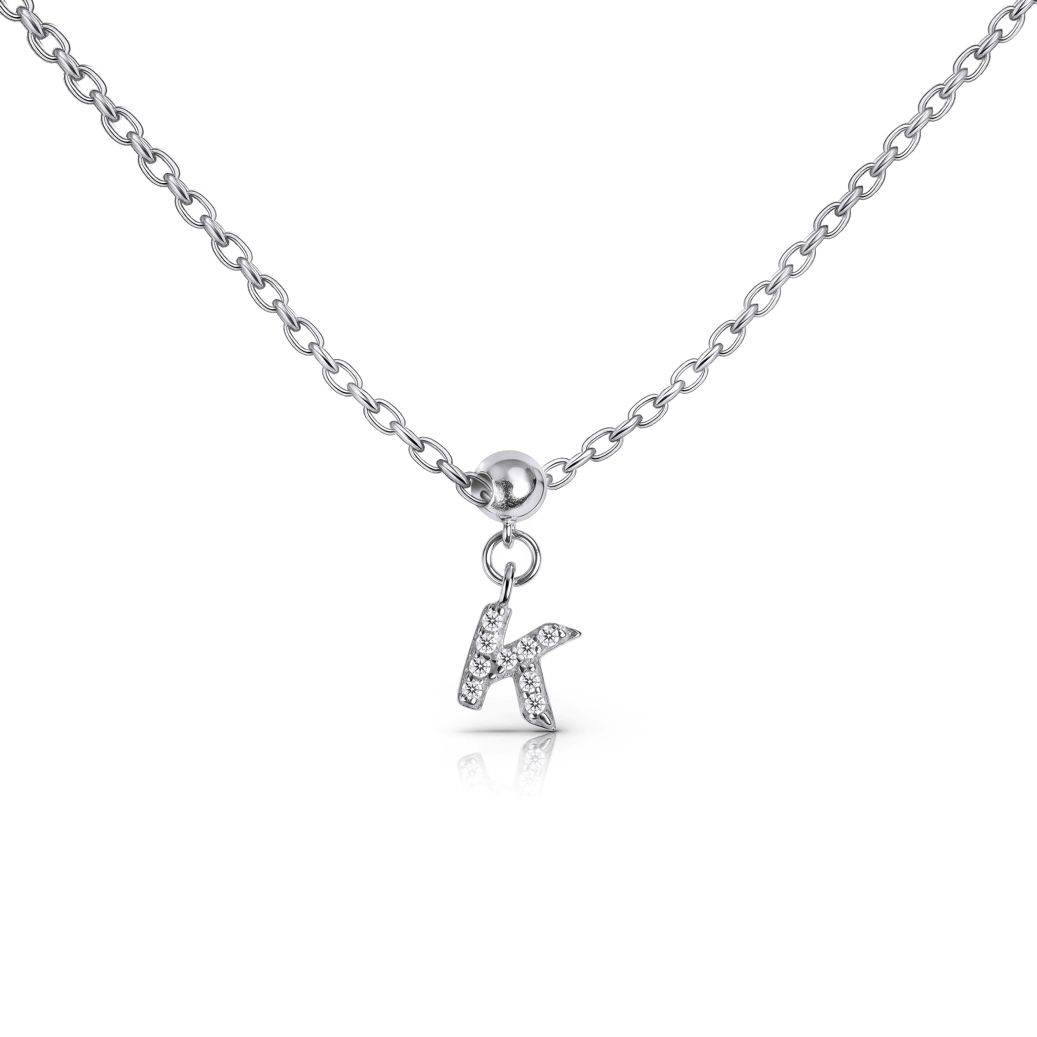 Letter "K" Bead Charm Necklace