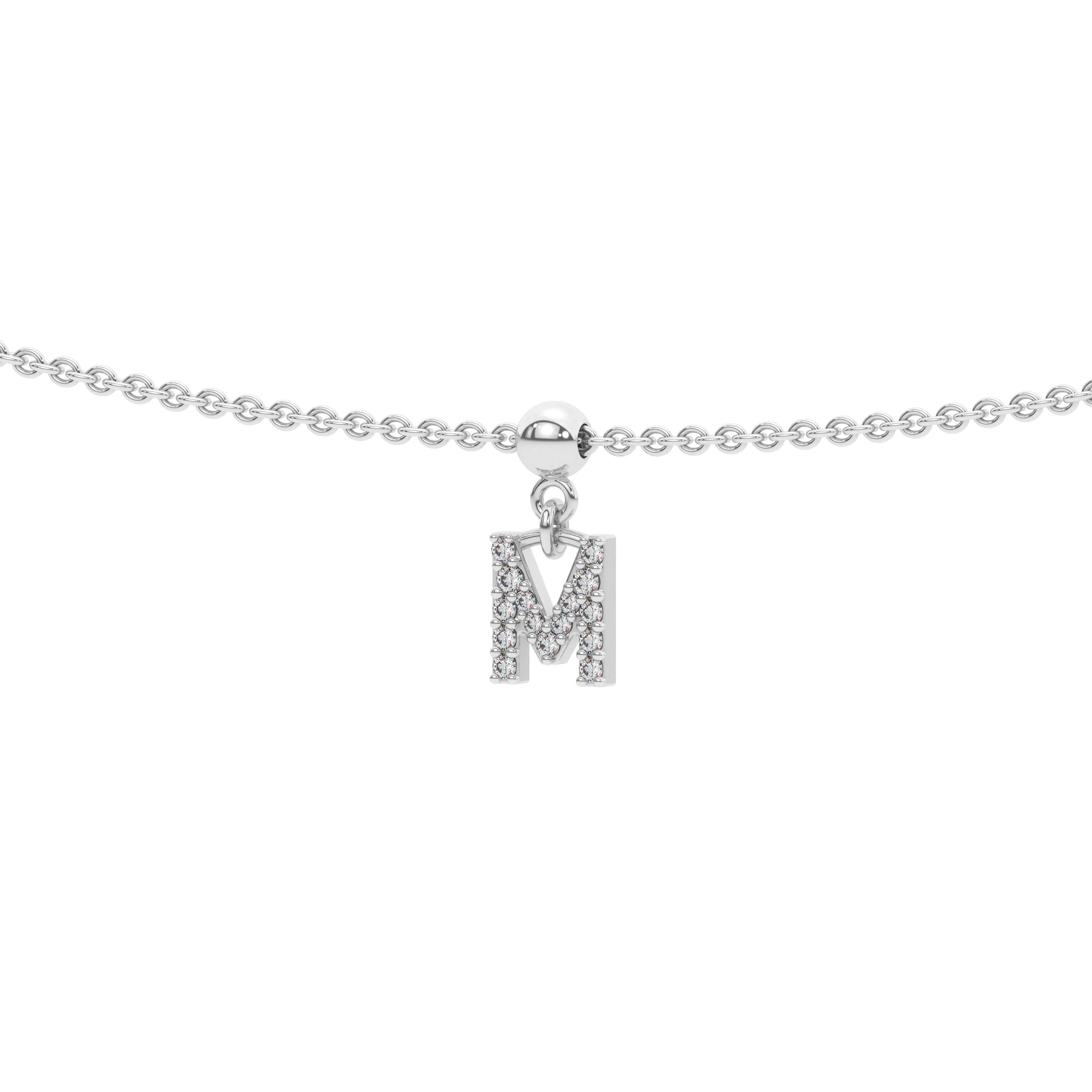 Letter "M" Bead Charm Necklace