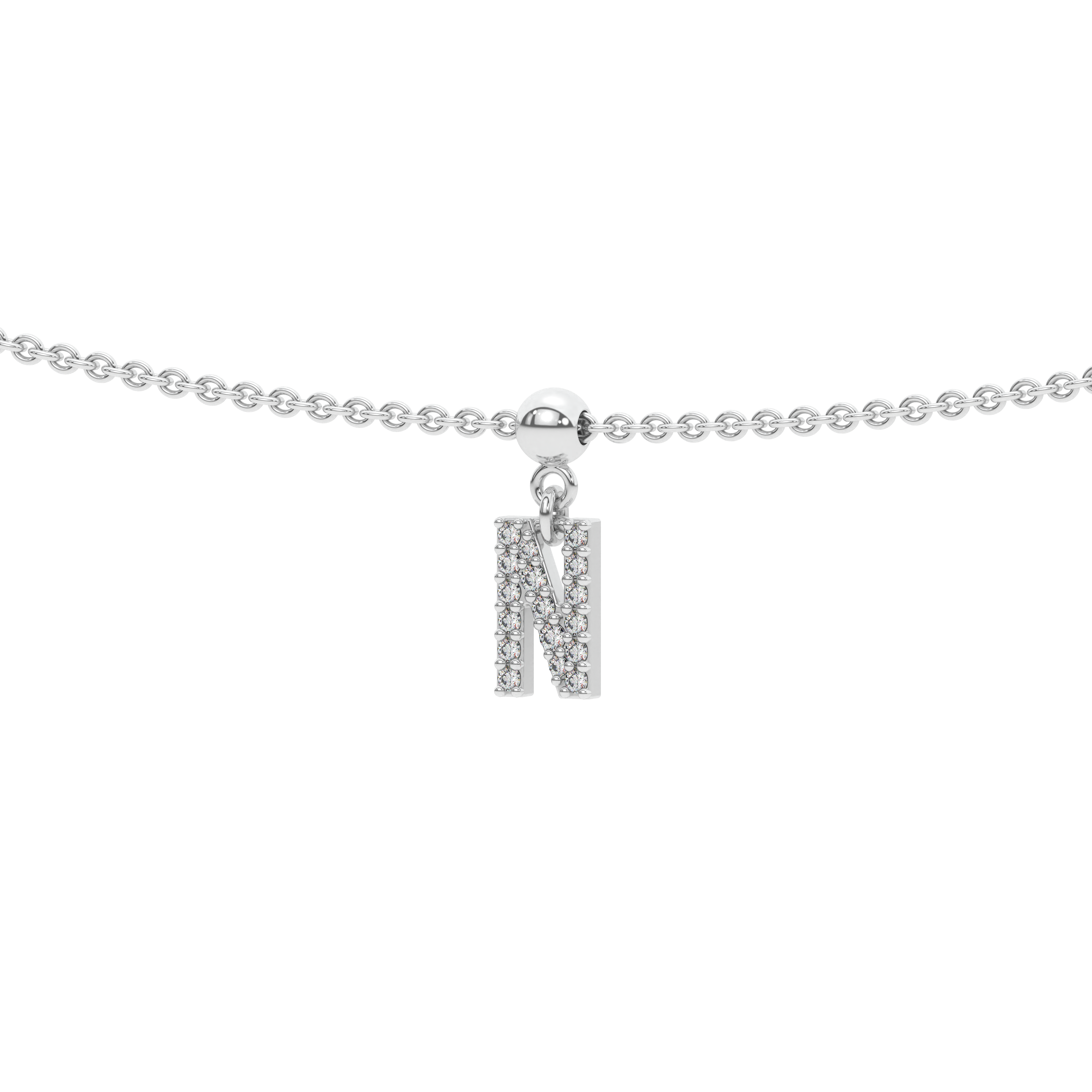 Letter "N" Bead Charm Necklace