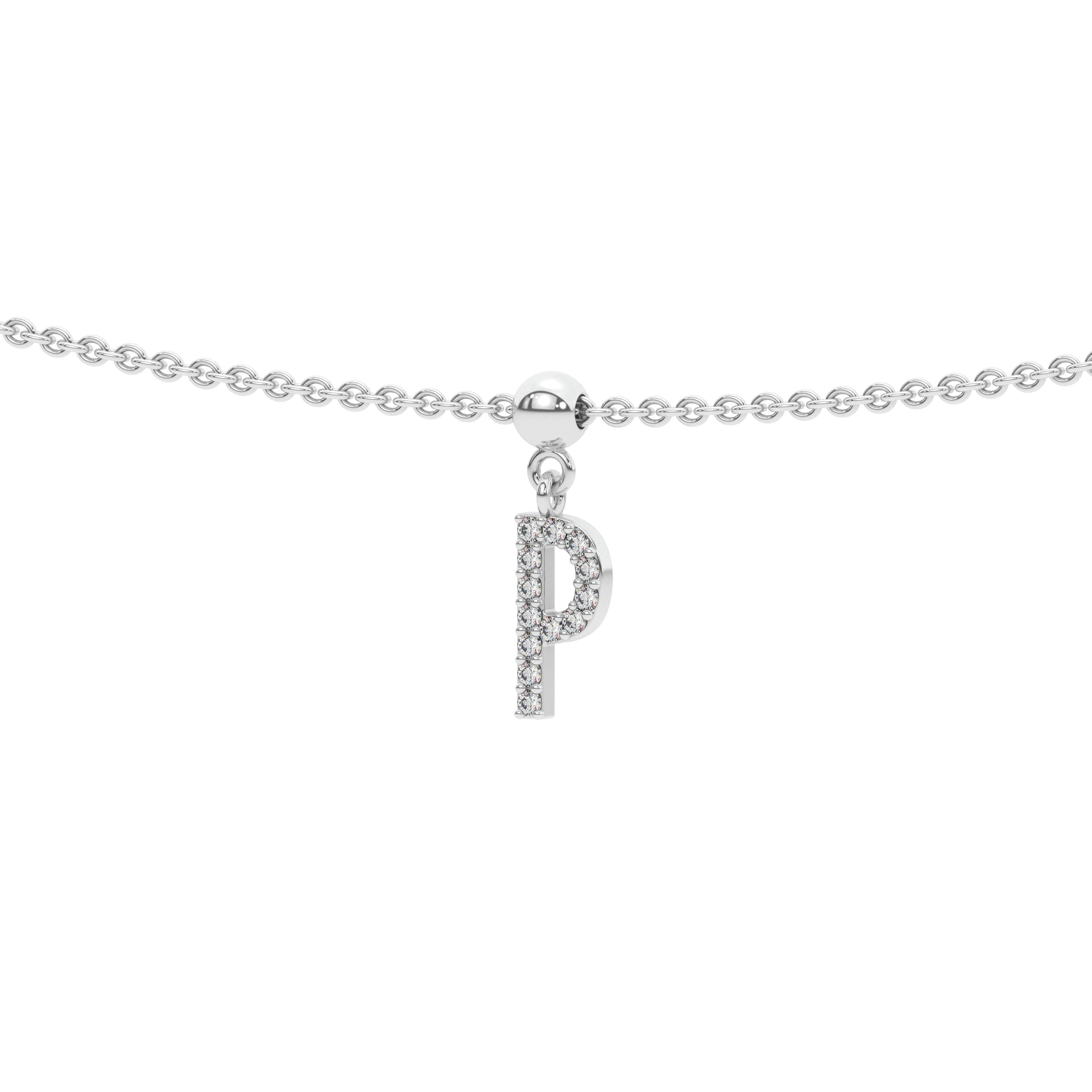Letter "P" Bead Charm Necklace