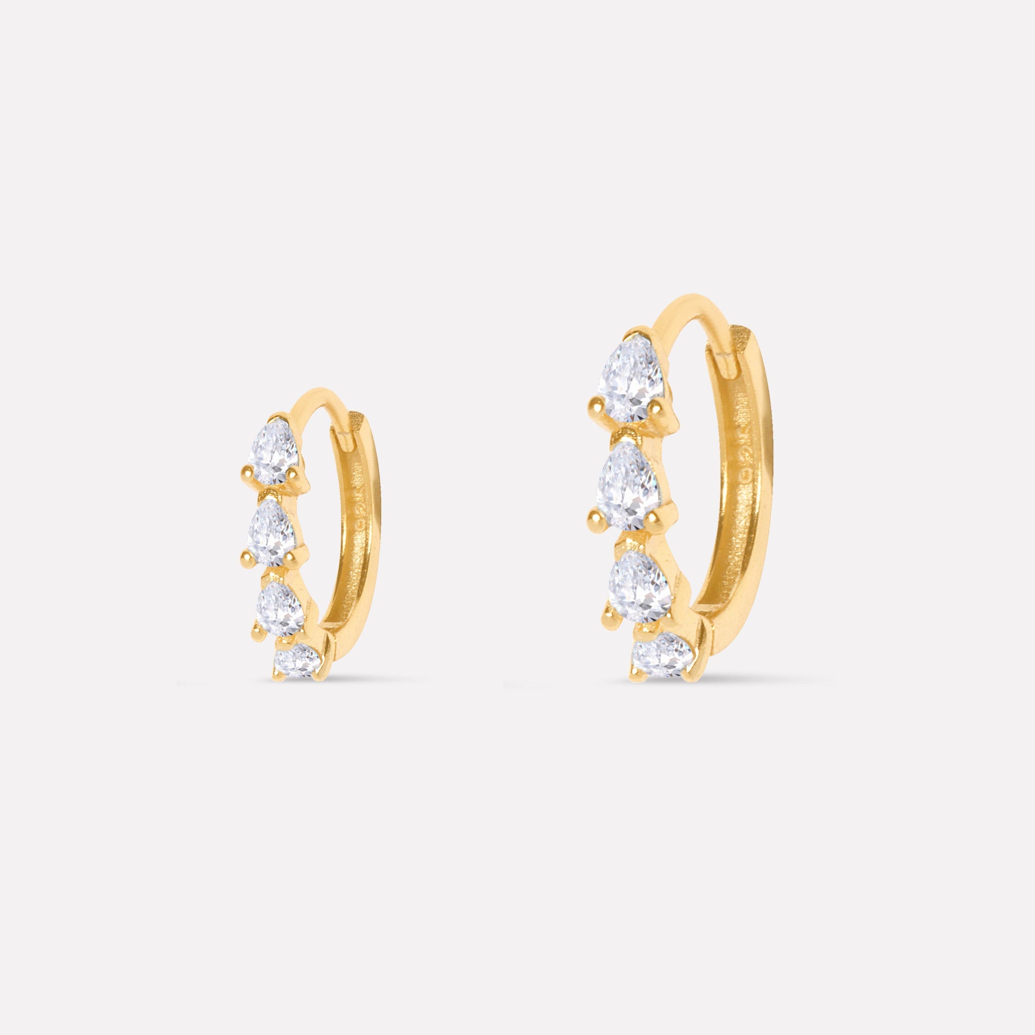 Pear Zirconia Hoop Earrings - Multiple Sizes