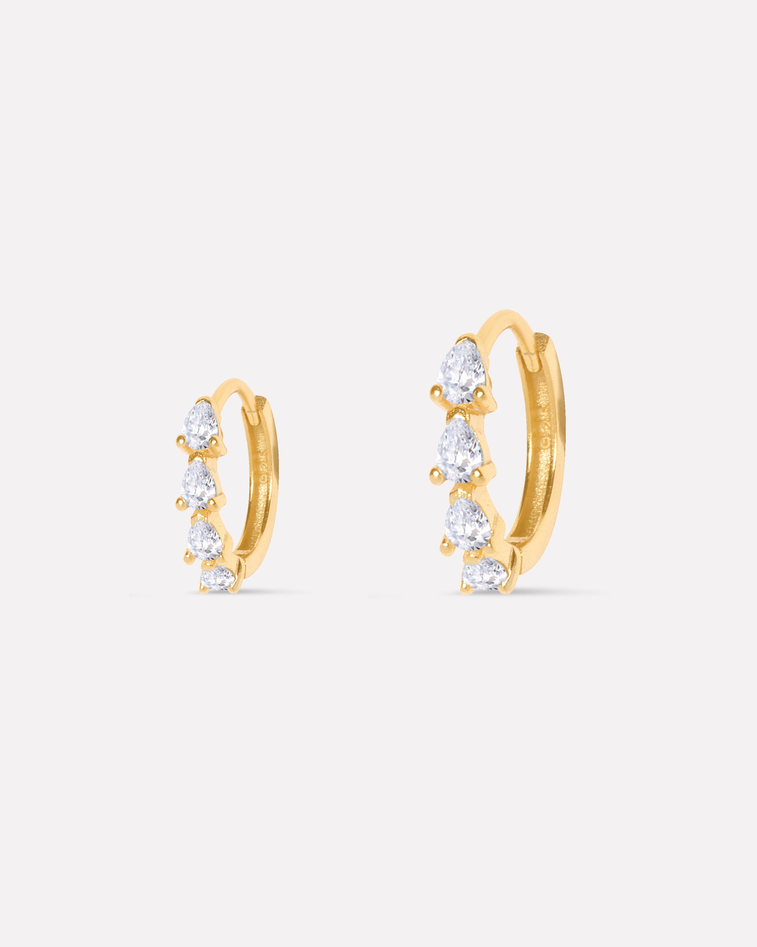 Pear Zirconia Hoop Earrings - Multiple Sizes