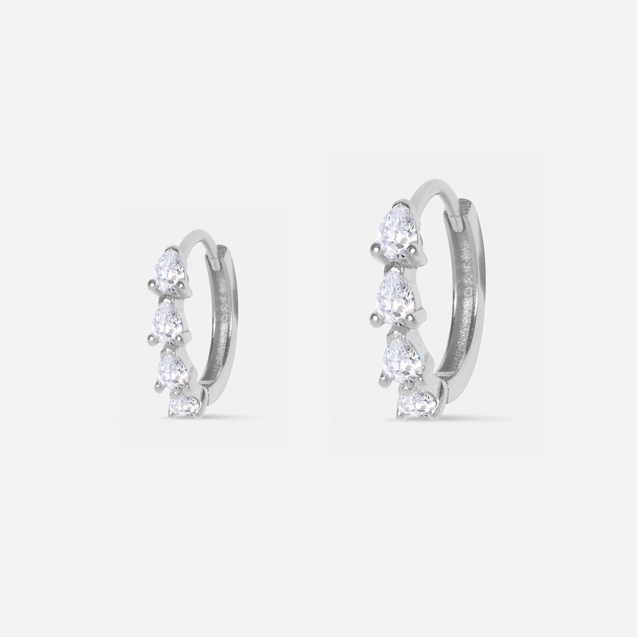 Pear Zirconia Hoop Earrings - Multiple Sizes