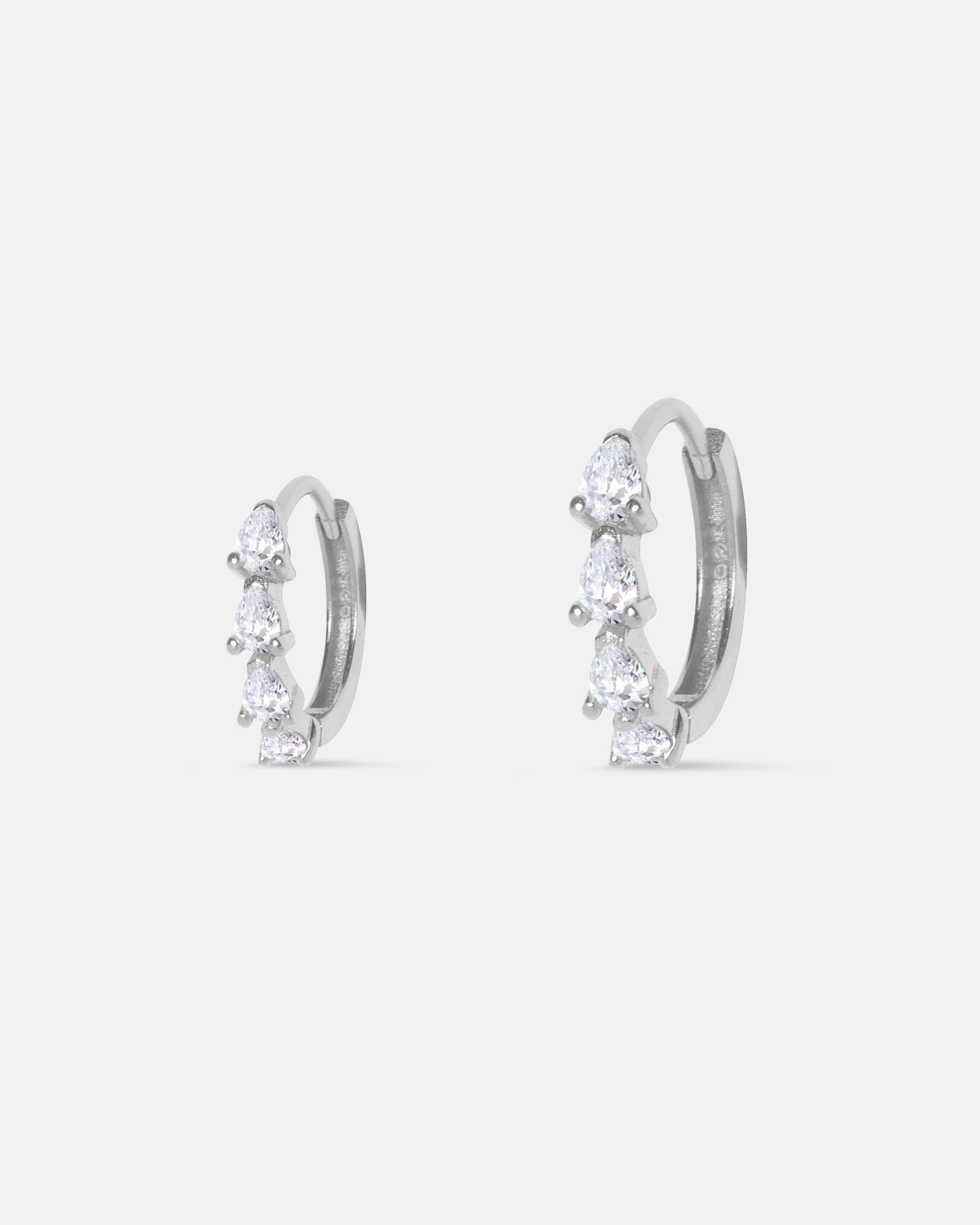 Pear Zirconia Hoop Earrings - Multiple Sizes