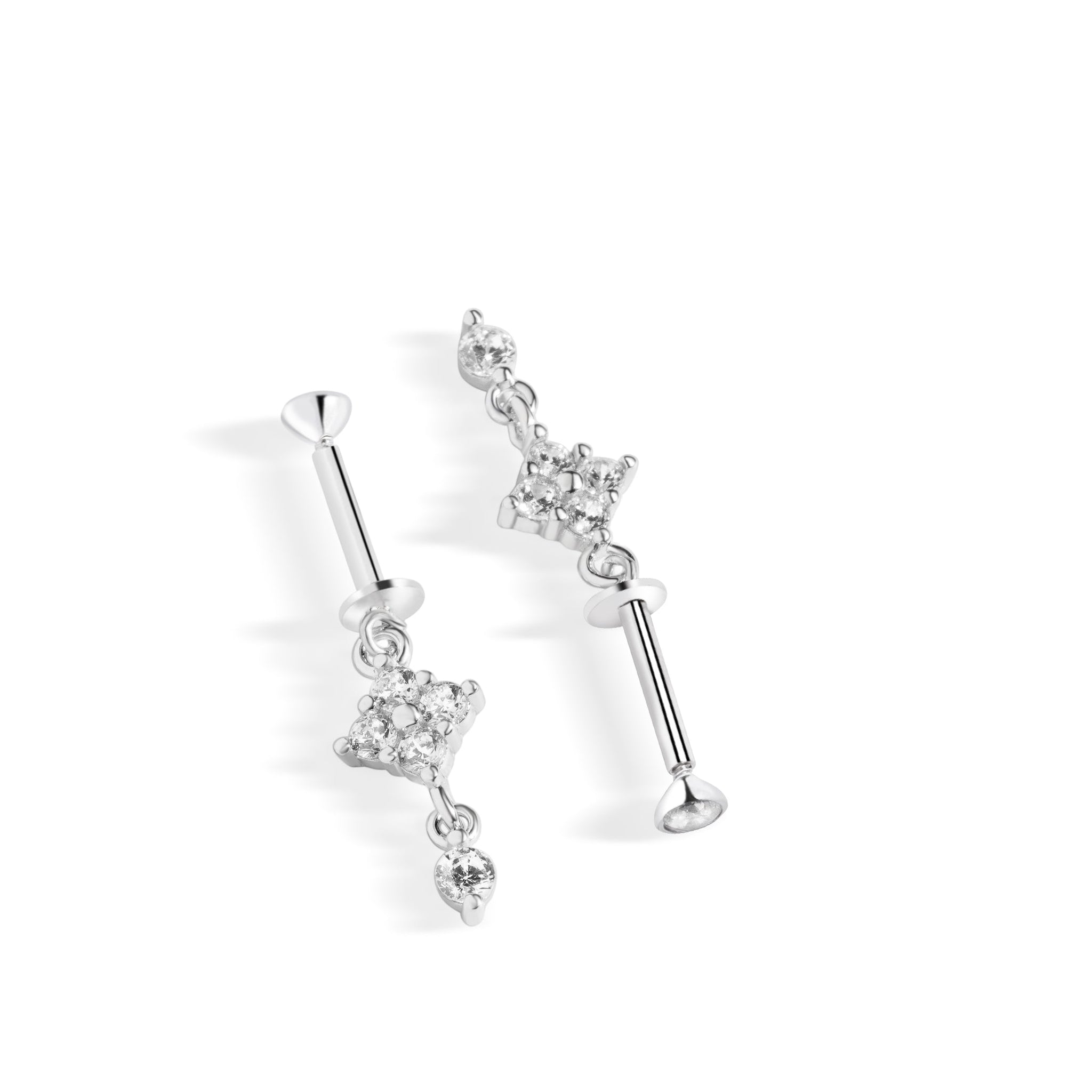 Floral Drop Helix Hanging Earrings